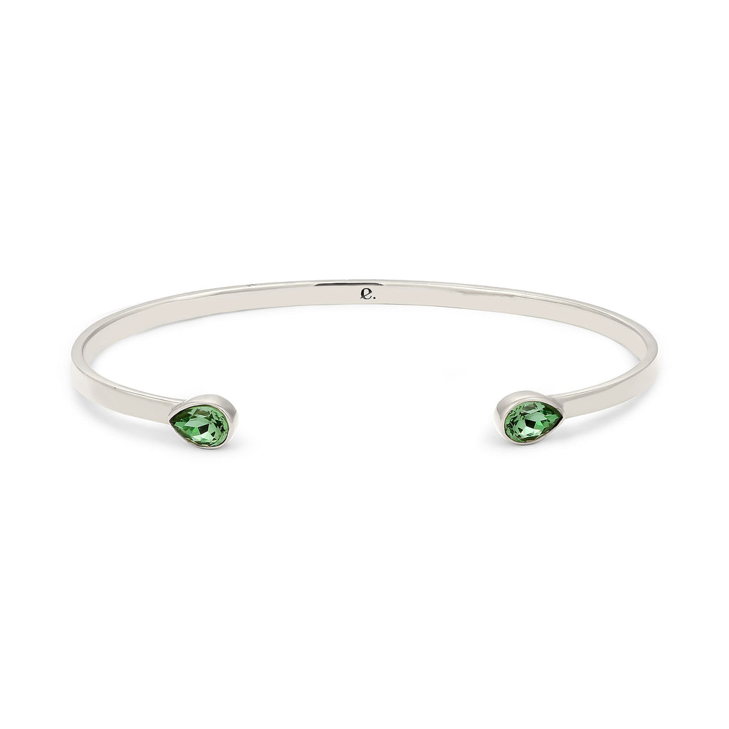 Silber - Elli PREMIUM | Armreif Tropfen | Mit Kristallen von Swarovski® (Hellgrün) | 925 Sterling Silber