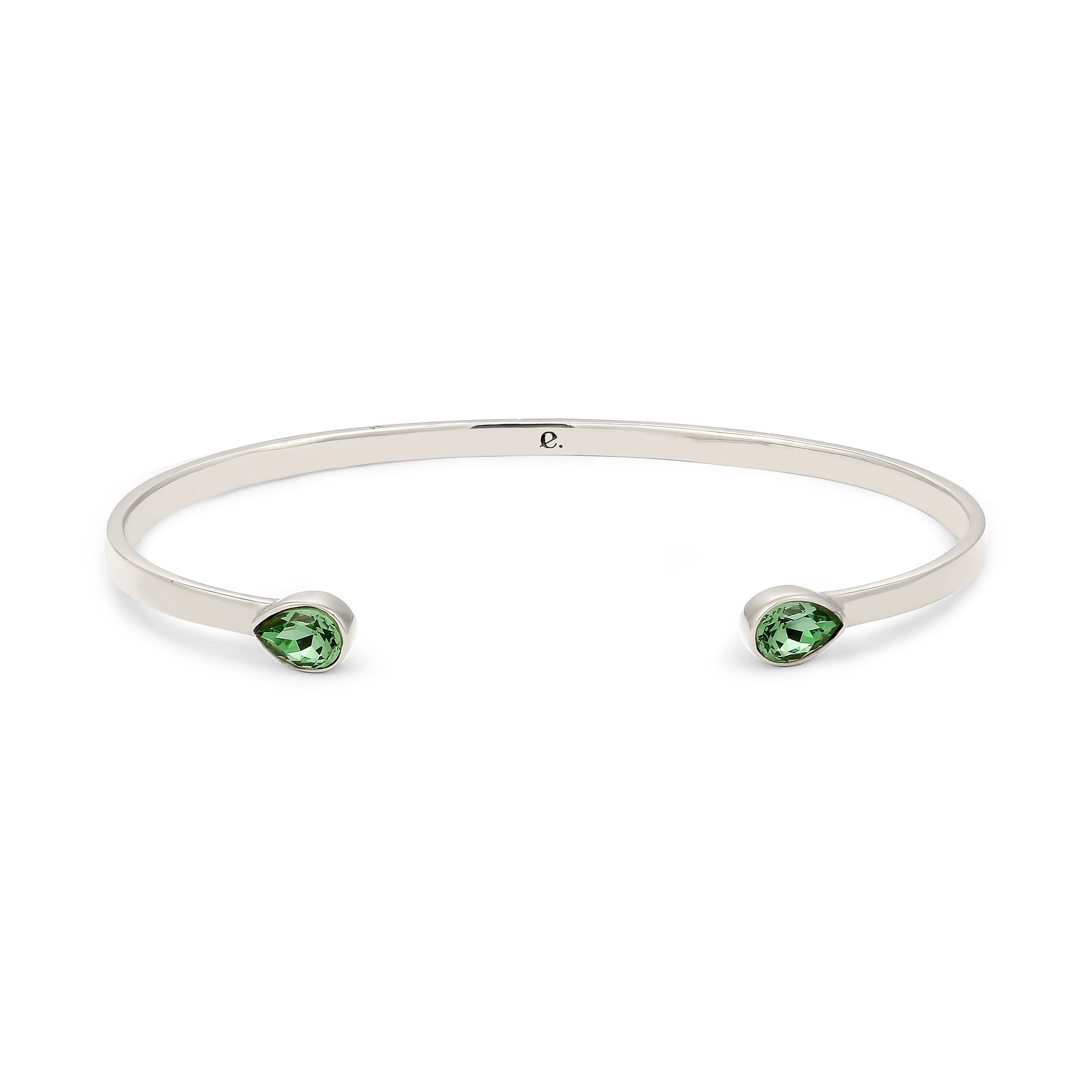 Silber - Elli PREMIUM | Armreif Tropfen | Mit Kristallen von Swarovski® (Hellgrün) | 925 Sterling Silber