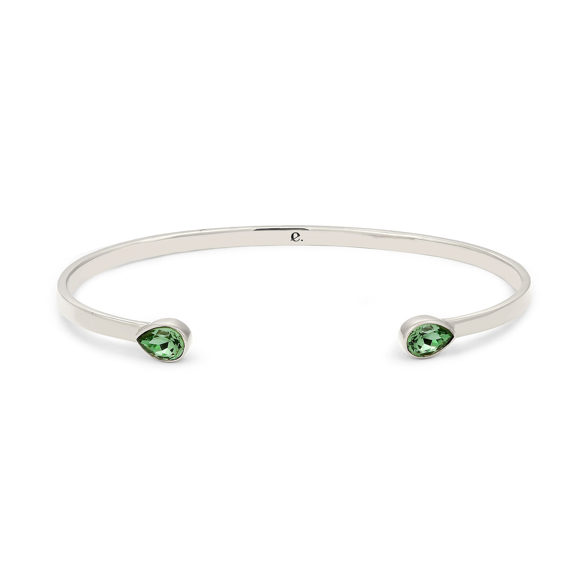 Silber - Elli PREMIUM | Armreif Tropfen | Mit Kristallen von Swarovski® (Hellgrün) | 925 Sterling Silber