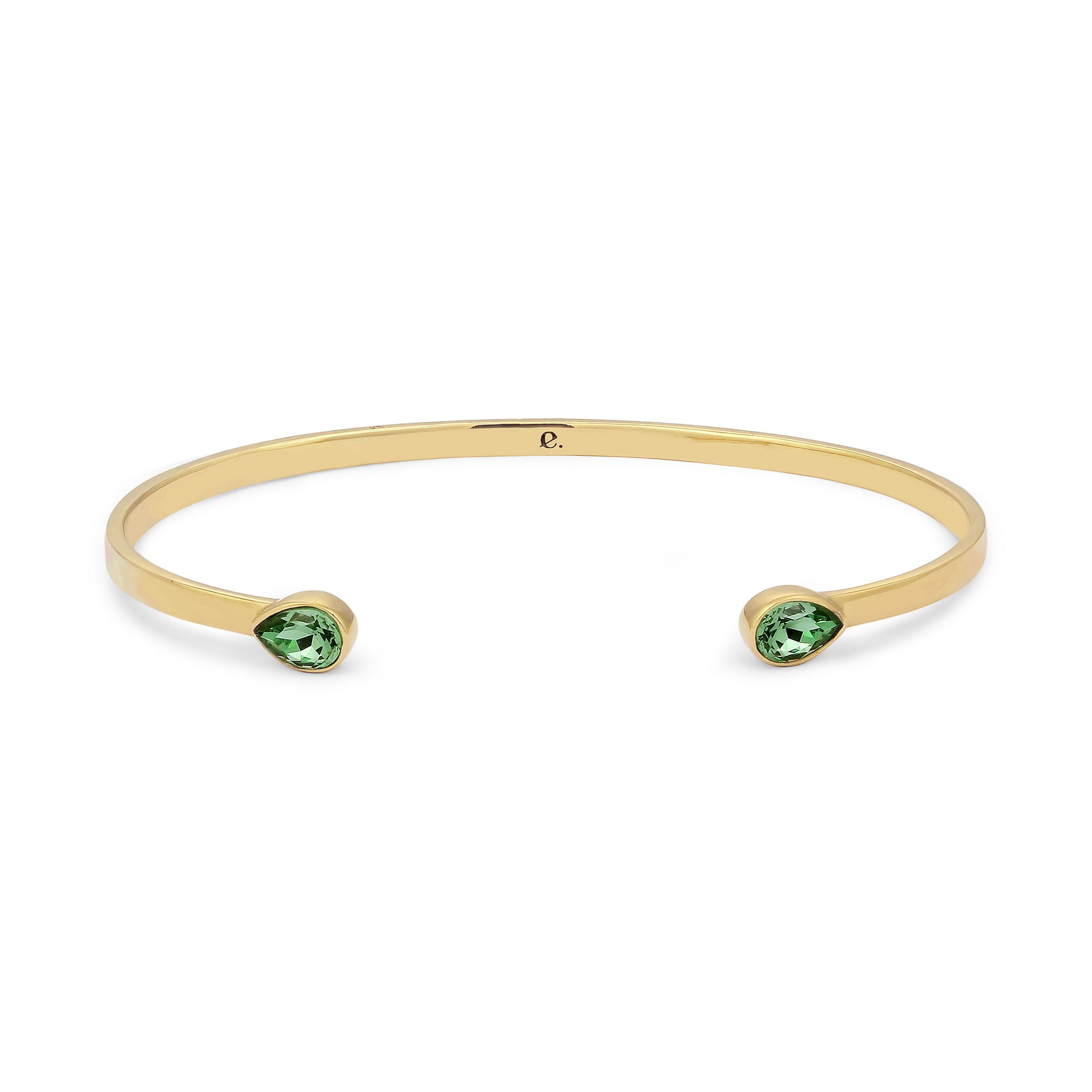 Gold - Elli PREMIUM | Armreif Tropfen | Mit Kristallen von Swarovski® (Hellgrün) | 925 Sterling Silber vergoldet