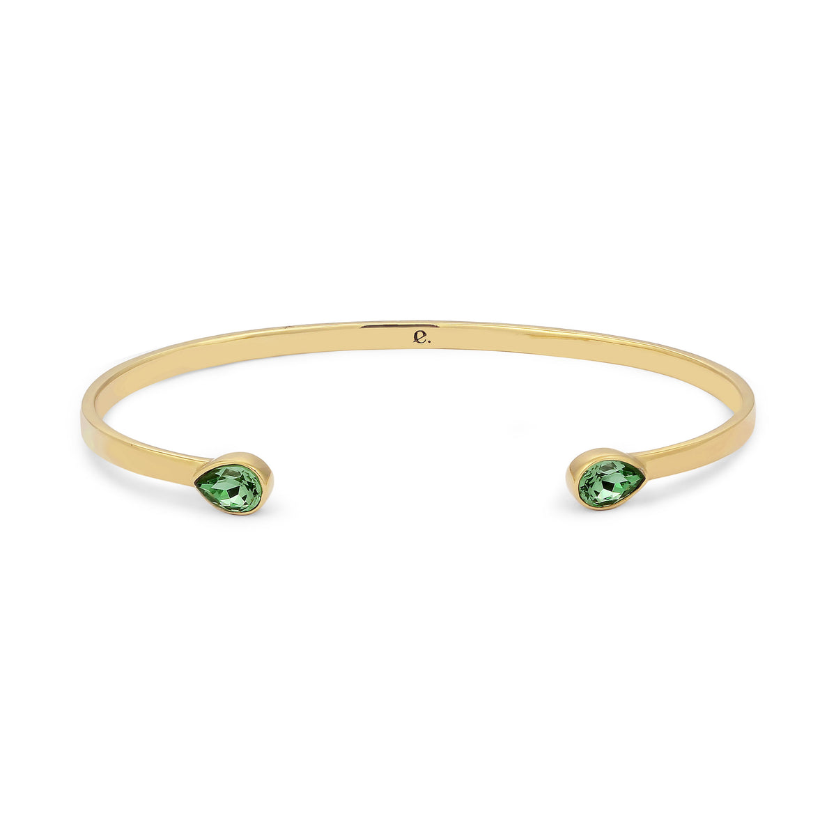 Gold - Elli PREMIUM | Armreif Tropfen | Mit Kristallen von Swarovski® (Hellgrün) | 925 Sterling Silber vergoldet