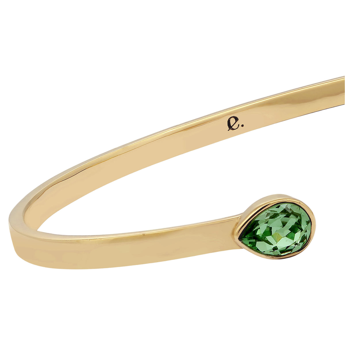Gold - Elli PREMIUM | Armreif Tropfen | Mit Kristallen von Swarovski® (Hellgrün) | 925 Sterling Silber vergoldet