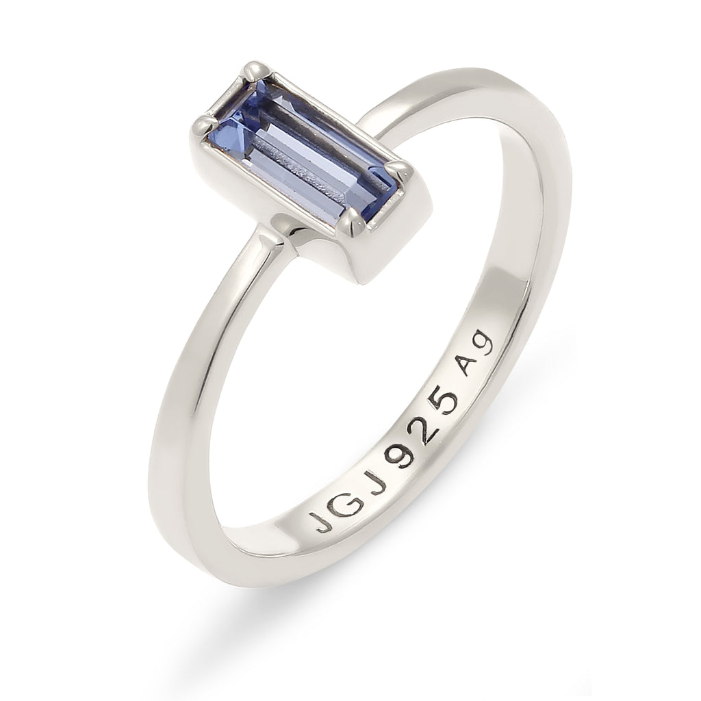 Silber - Elli | Solitär-Ring | Mit Kristallen von Swarovski® (Blau) | 925 Sterling Silber