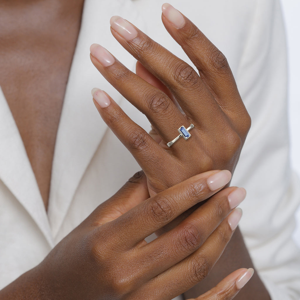 Silber - Elli | Solitär-Ring | Mit Kristallen von Swarovski® (Blau) | 925 Sterling Silber