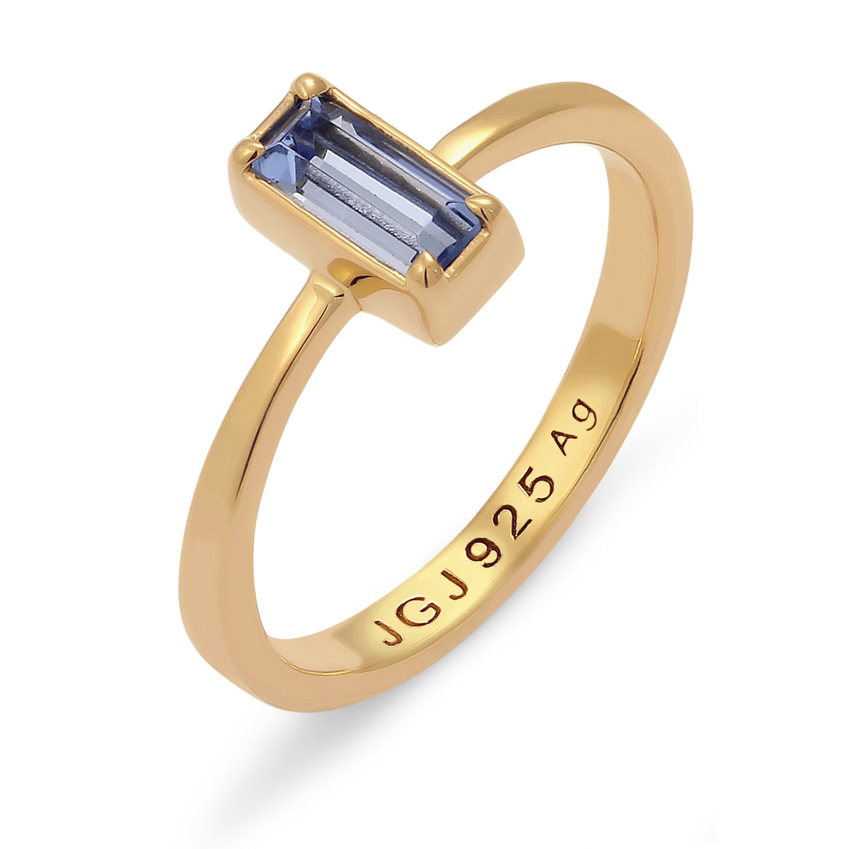 Gold - Elli | Solitär-Ring | Mit Kristallen von Swarovski® (Blau) | 925 Sterling Silber vergoldet