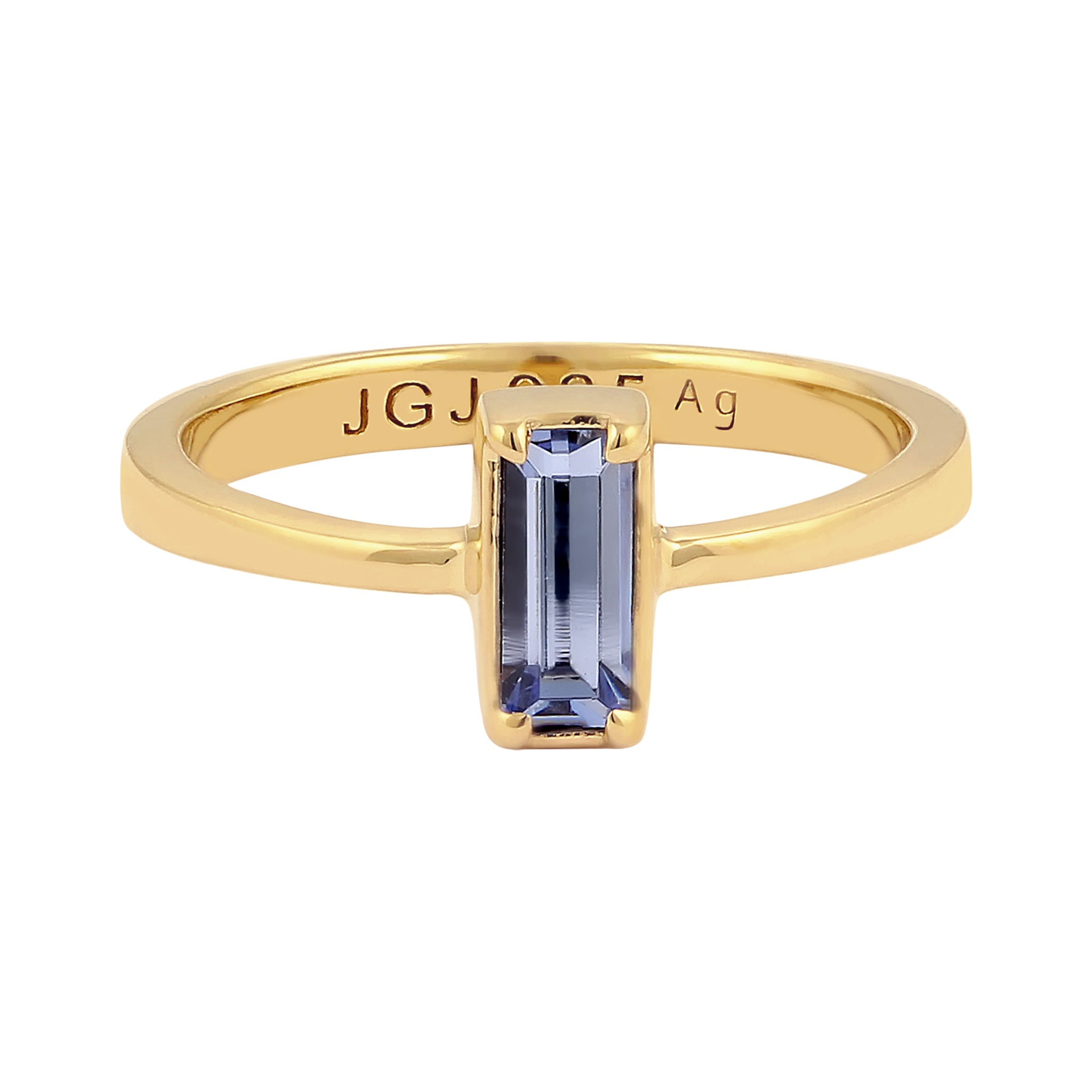 Gold - Elli | Solitär-Ring | Mit Kristallen von Swarovski® (Blau) | 925 Sterling Silber vergoldet