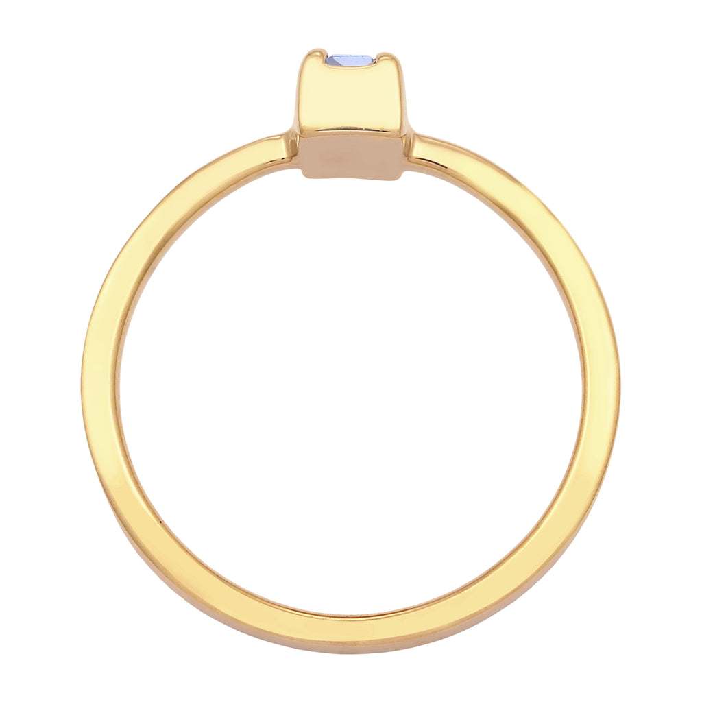 Gold - Elli | Solitär-Ring | Mit Kristallen von Swarovski® (Blau) | 925 Sterling Silber vergoldet