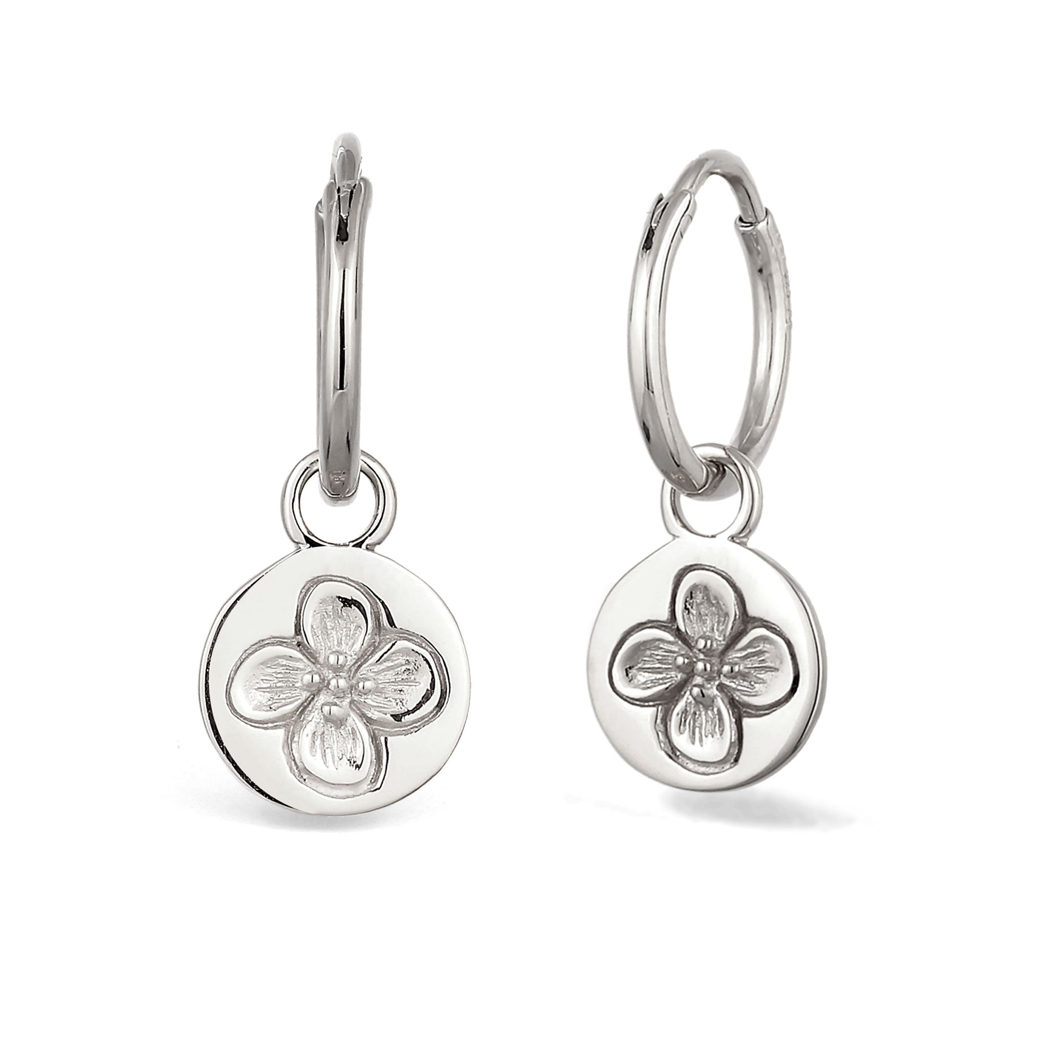 Silber - Elli | Creolen Blume | 925 Sterling Silber