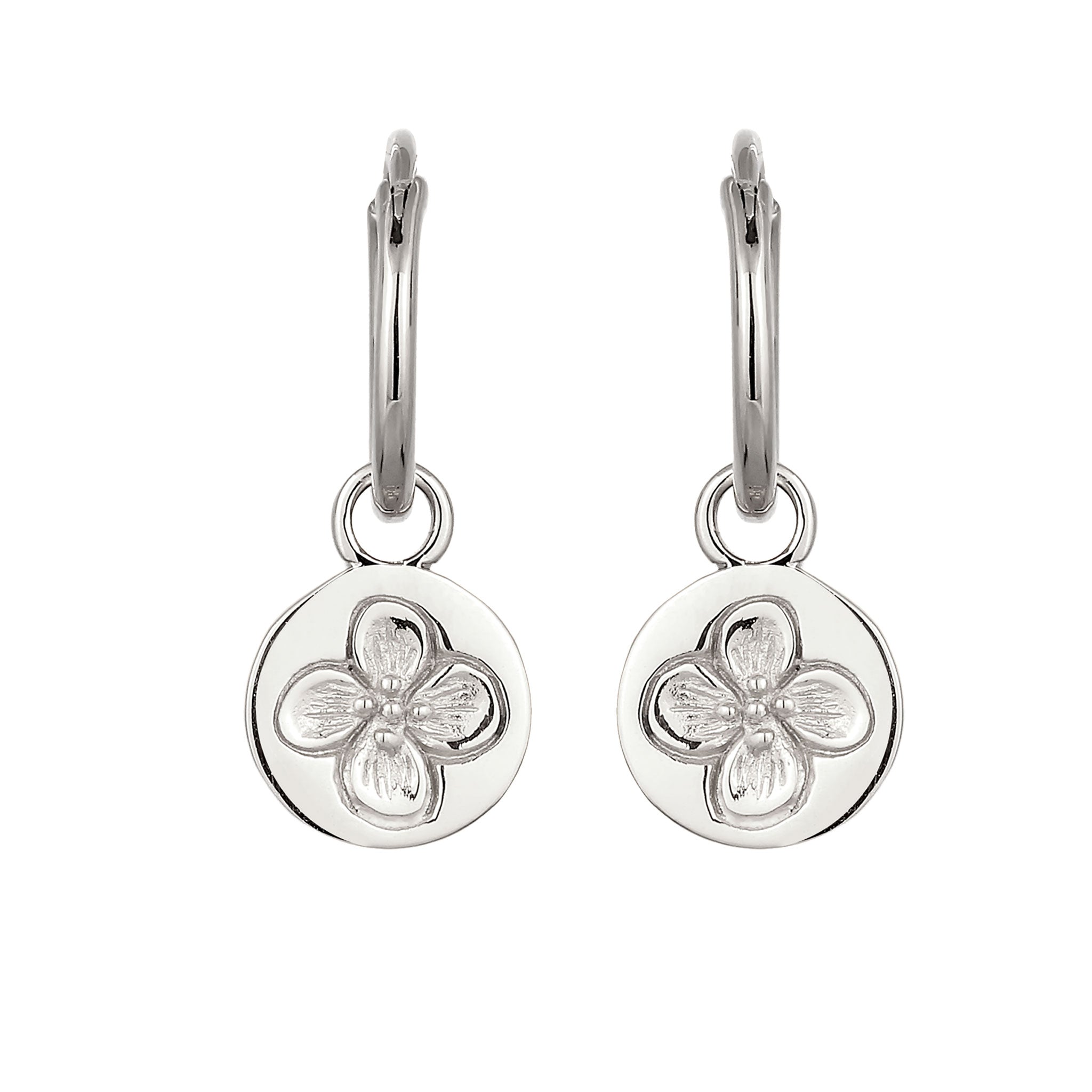Silber - Elli | Creolen Blume | 925 Sterling Silber