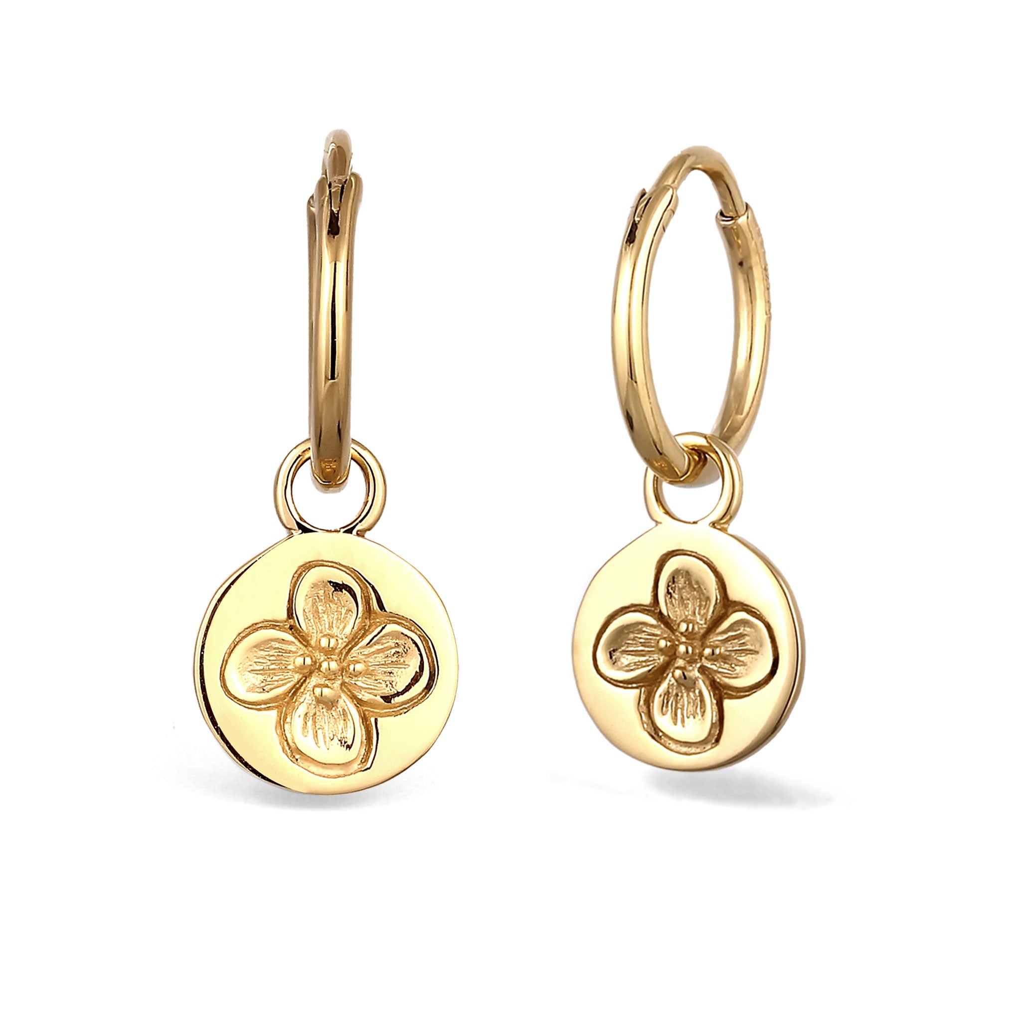 Gold - Elli | Creolen Blume | 925 Sterling Silber vergoldet
