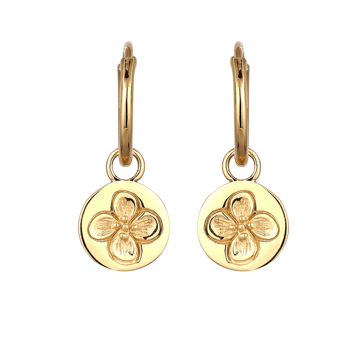Gold - Elli | Creolen Blume | 925 Sterling Silber vergoldet