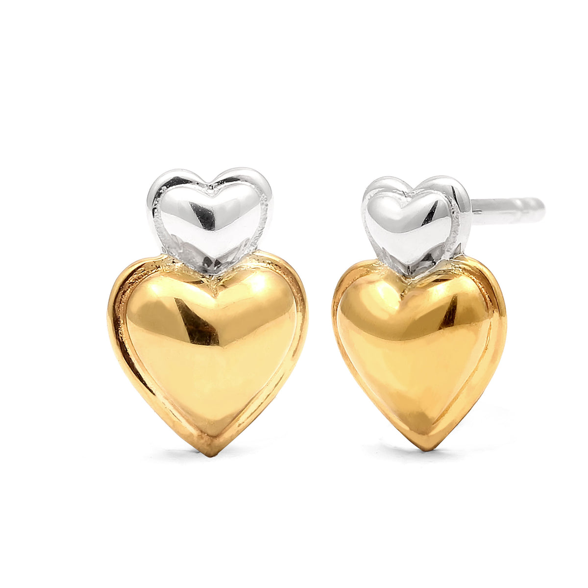Zweifarbig - Elli | Ohrstecker Herz Bicolor | 925 Sterling Silber