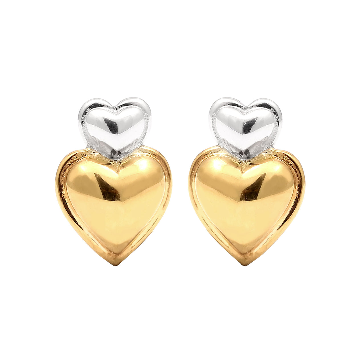 Zweifarbig - Elli | Ohrstecker Herz Bicolor | 925 Sterling Silber