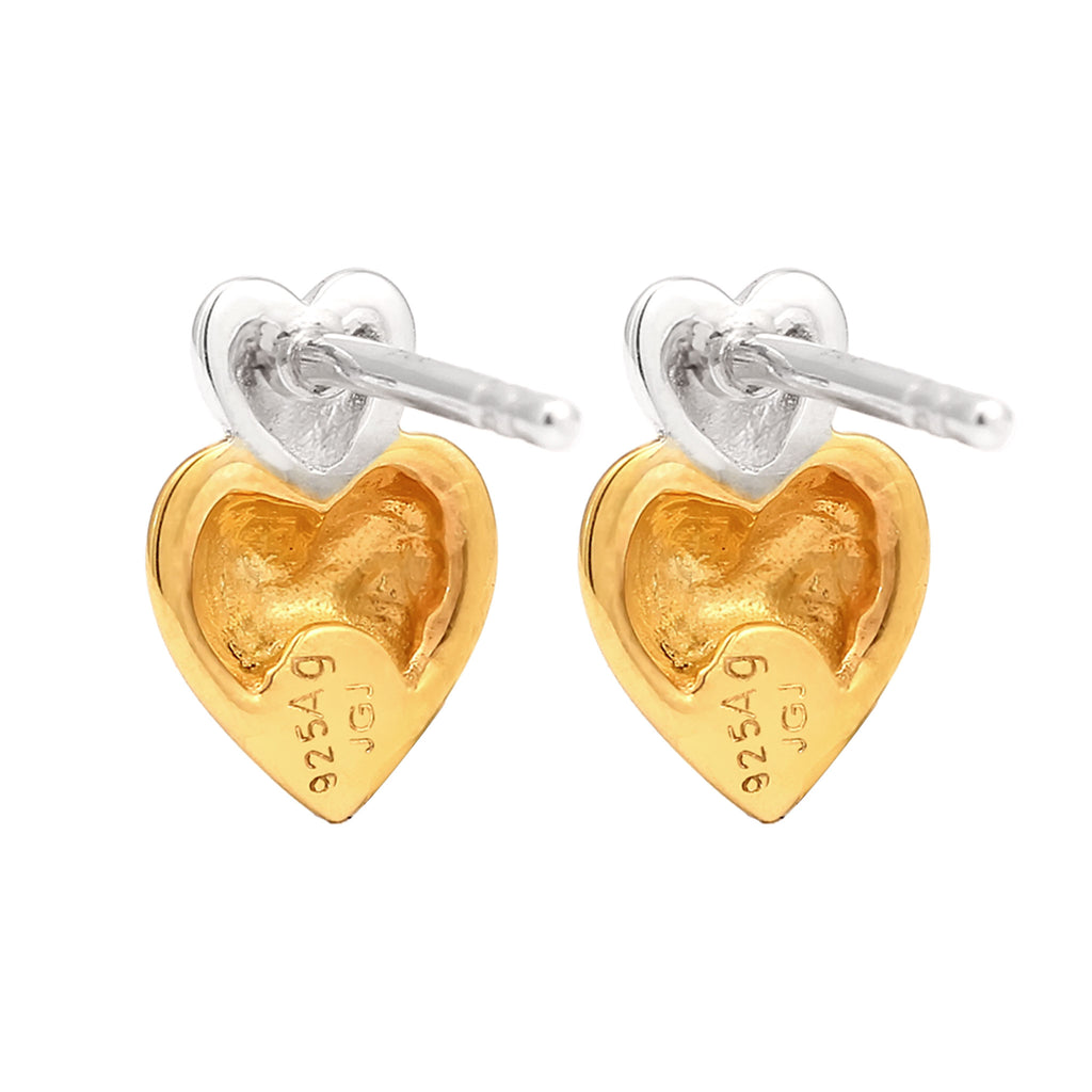 Zweifarbig - Elli | Ohrstecker Herz Bicolor | 925 Sterling Silber
