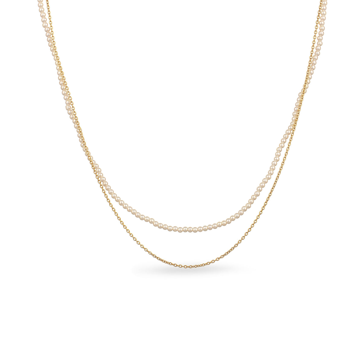 Gold - Elli | Halsketten Set | Muschelkernperlen (Weiß) | 925 Sterling Silber vergoldet