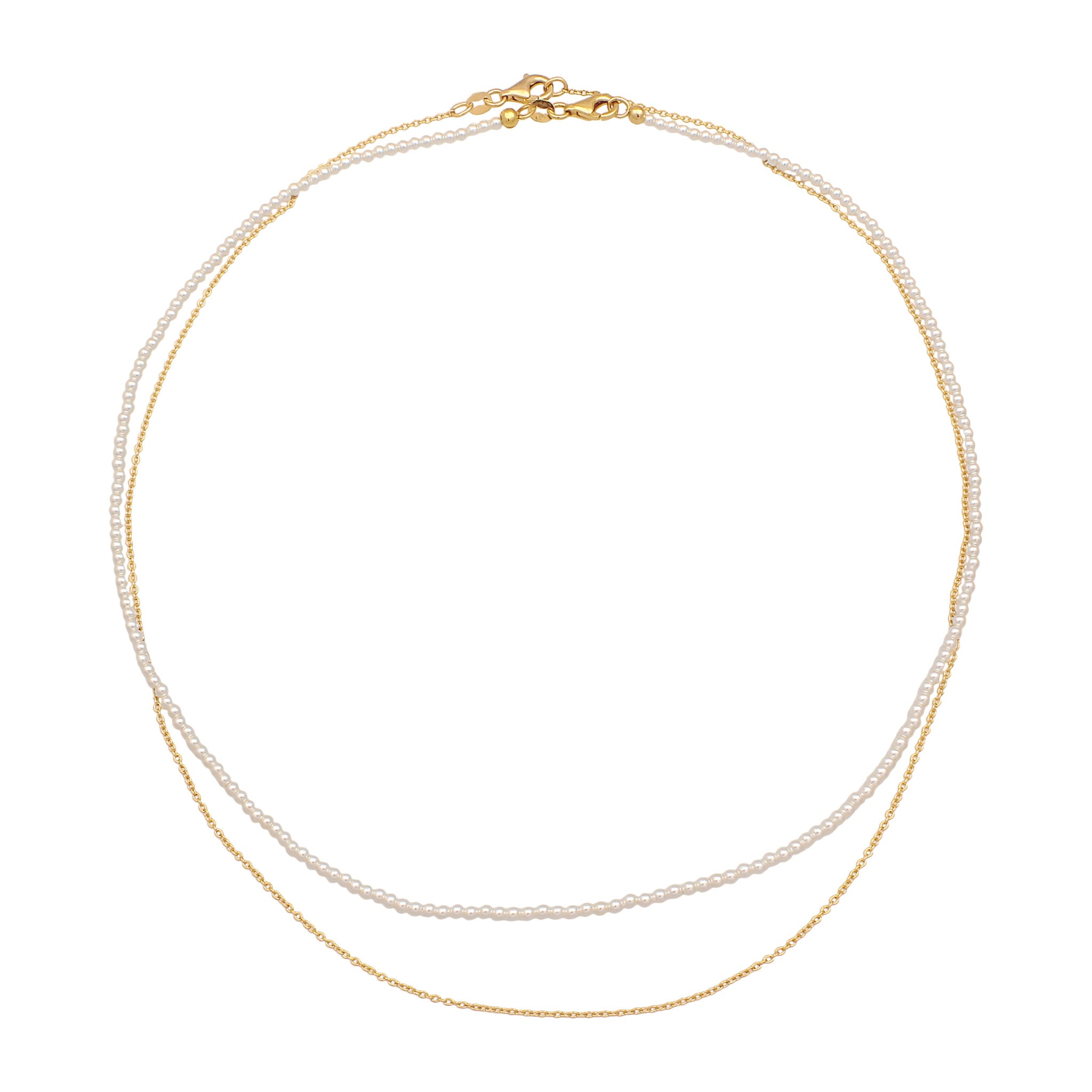 Gold - Elli | Halsketten Set | Muschelkernperlen (Weiß) | 925 Sterling Silber vergoldet