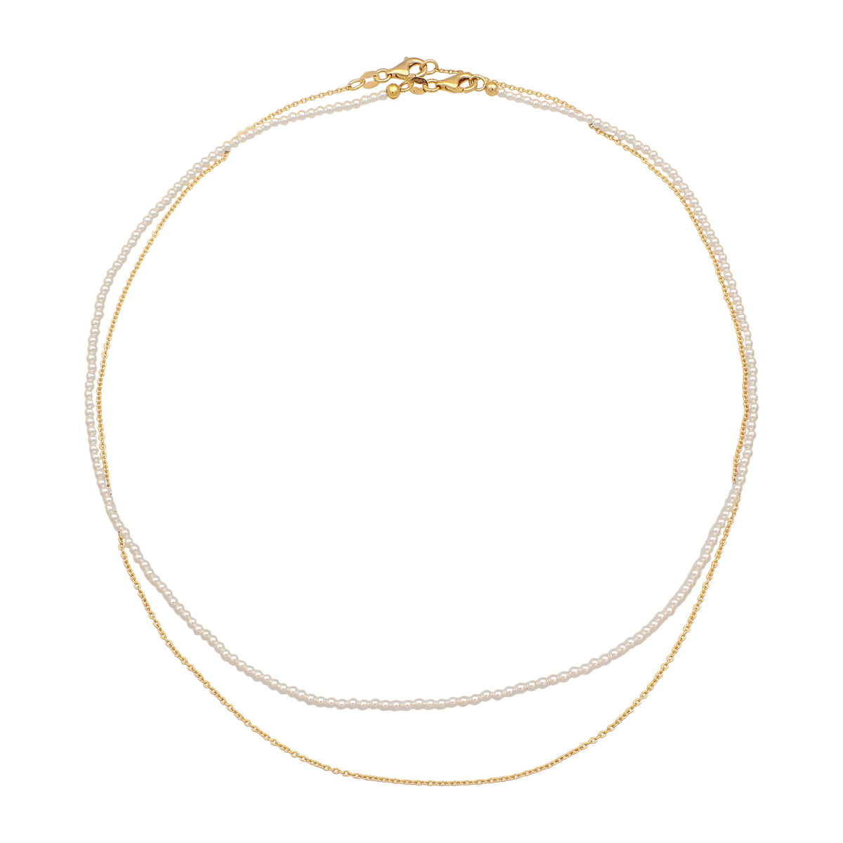 Gold - Elli | Halsketten Set | Muschelkernperlen (Weiß) | 925 Sterling Silber vergoldet