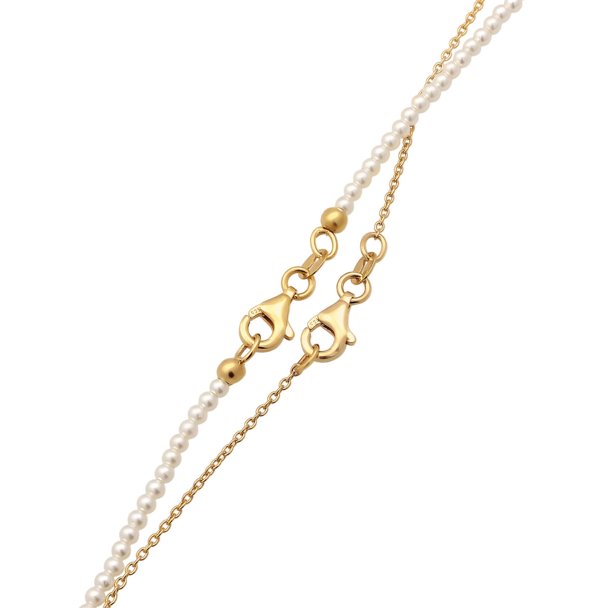Gold - Elli | Halsketten Set | Muschelkernperlen (Weiß) | 925 Sterling Silber vergoldet