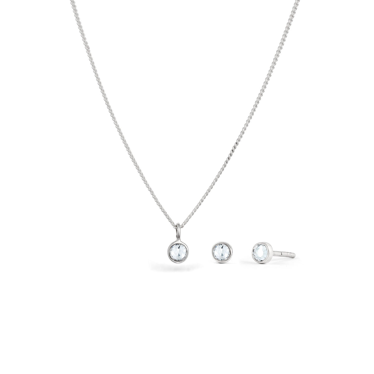Silber - Elli | Schmuckset Solitär | Mit Kristallen von Swarovski® (Weiß) | 925 Sterling Silber