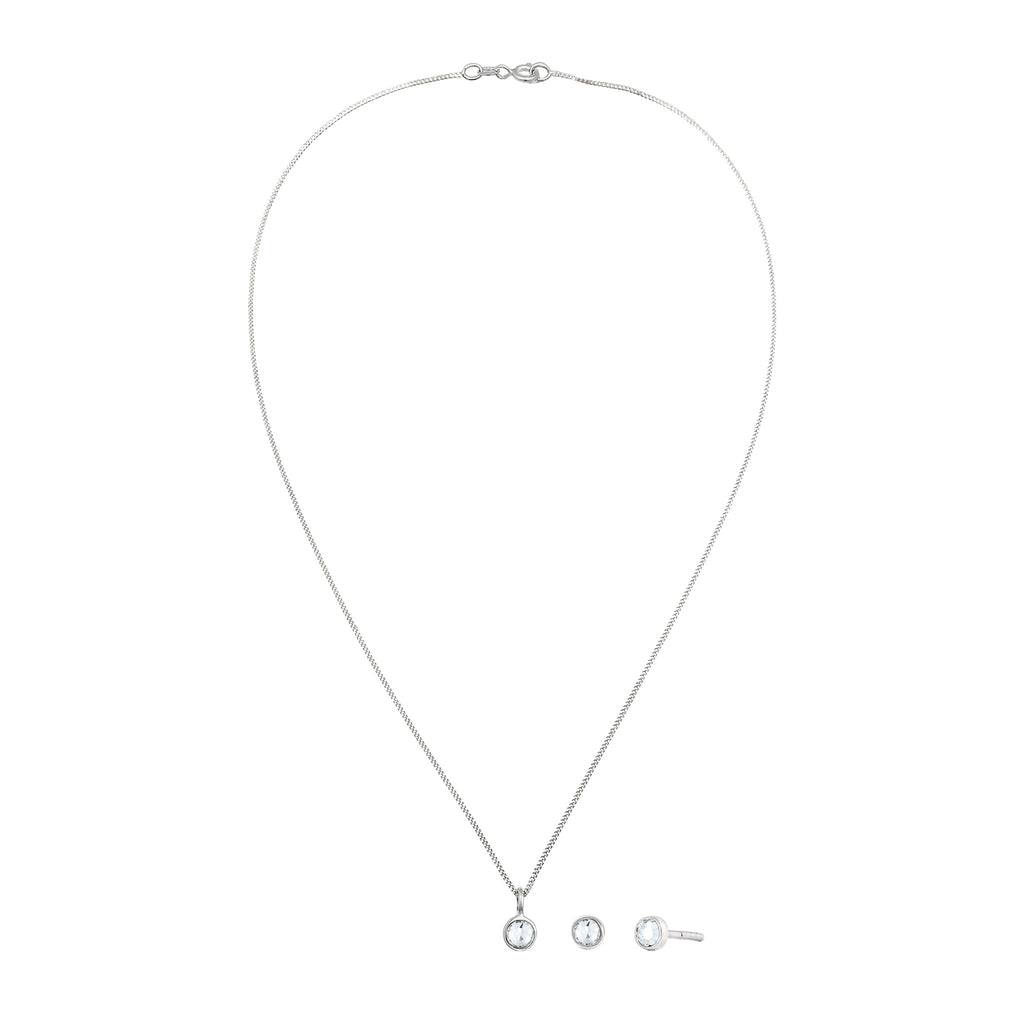 Silber - Elli | Schmuckset Solitär | Mit Kristallen von Swarovski® (Weiß) | 925 Sterling Silber