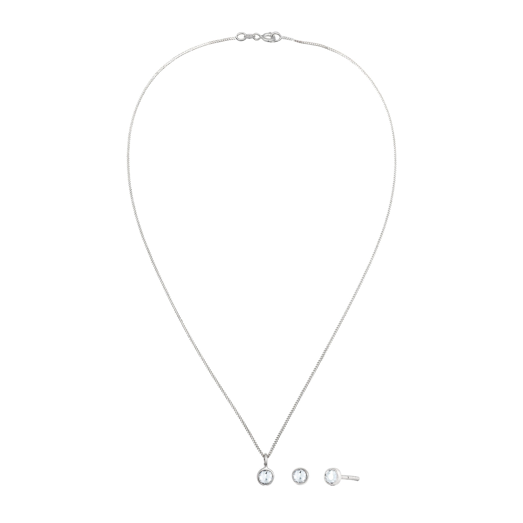 Silber - Elli | Schmuckset Solitär | Mit Kristallen von Swarovski® (Weiß) | 925 Sterling Silber