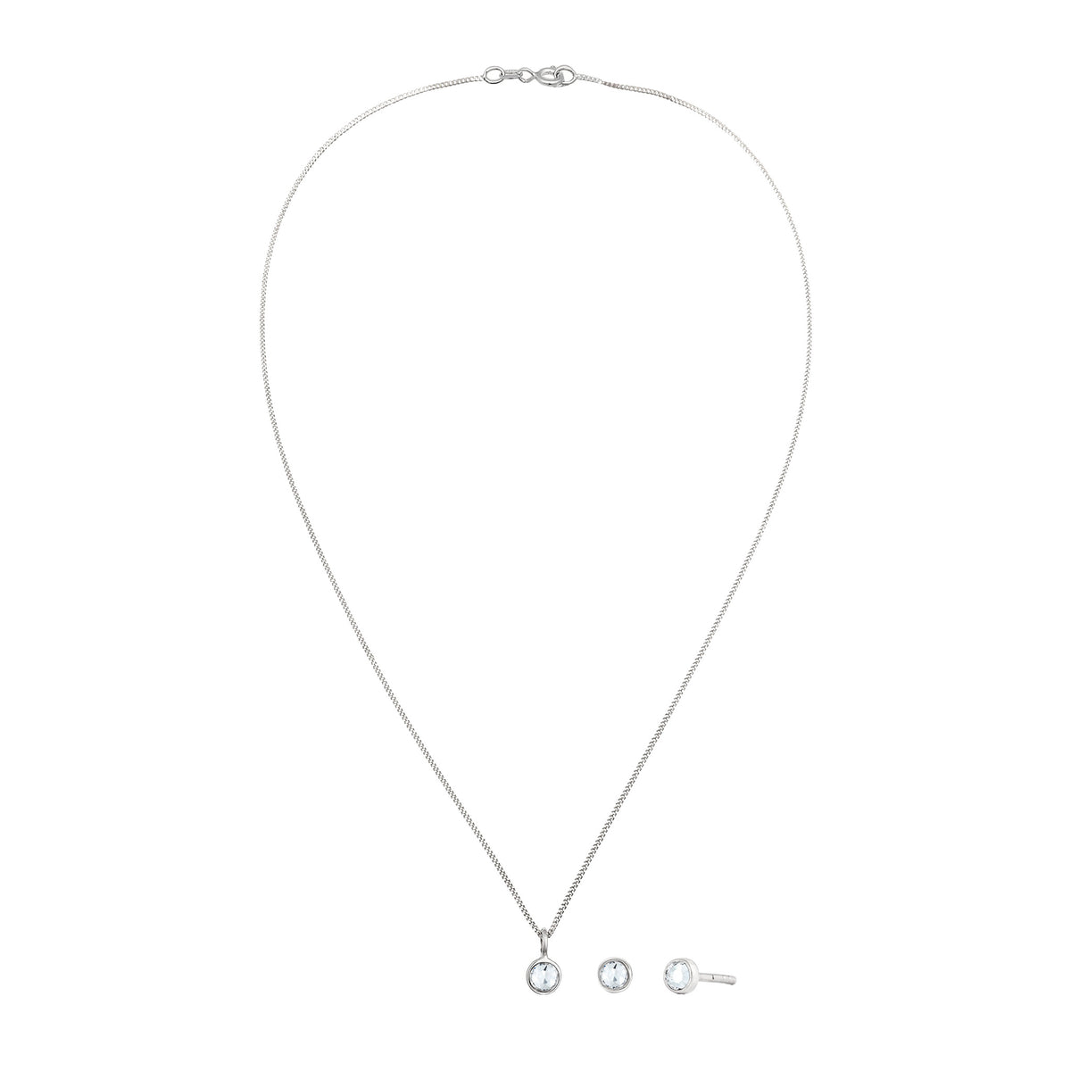 Silber - Elli | Schmuckset Solitär | Mit Kristallen von Swarovski® (Weiß) | 925 Sterling Silber
