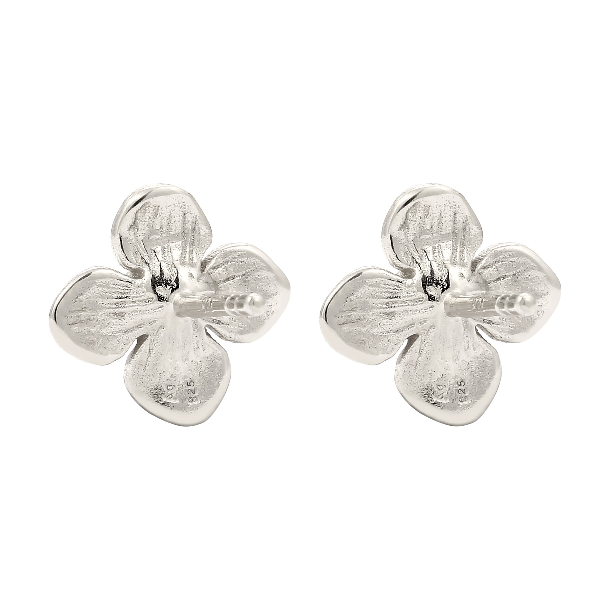 Silber - Elli | Ohrstecker Blume | Synthetische Perle (Weiß) | 925 Sterling Silber
