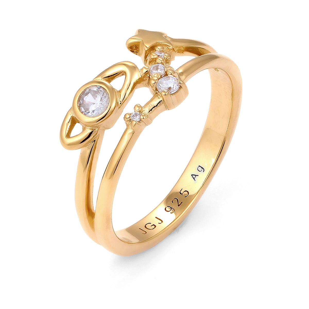 Gold - Elli | Ring Astro | Zirkonia (Weiß) | 925 Sterling Silber vergoldet