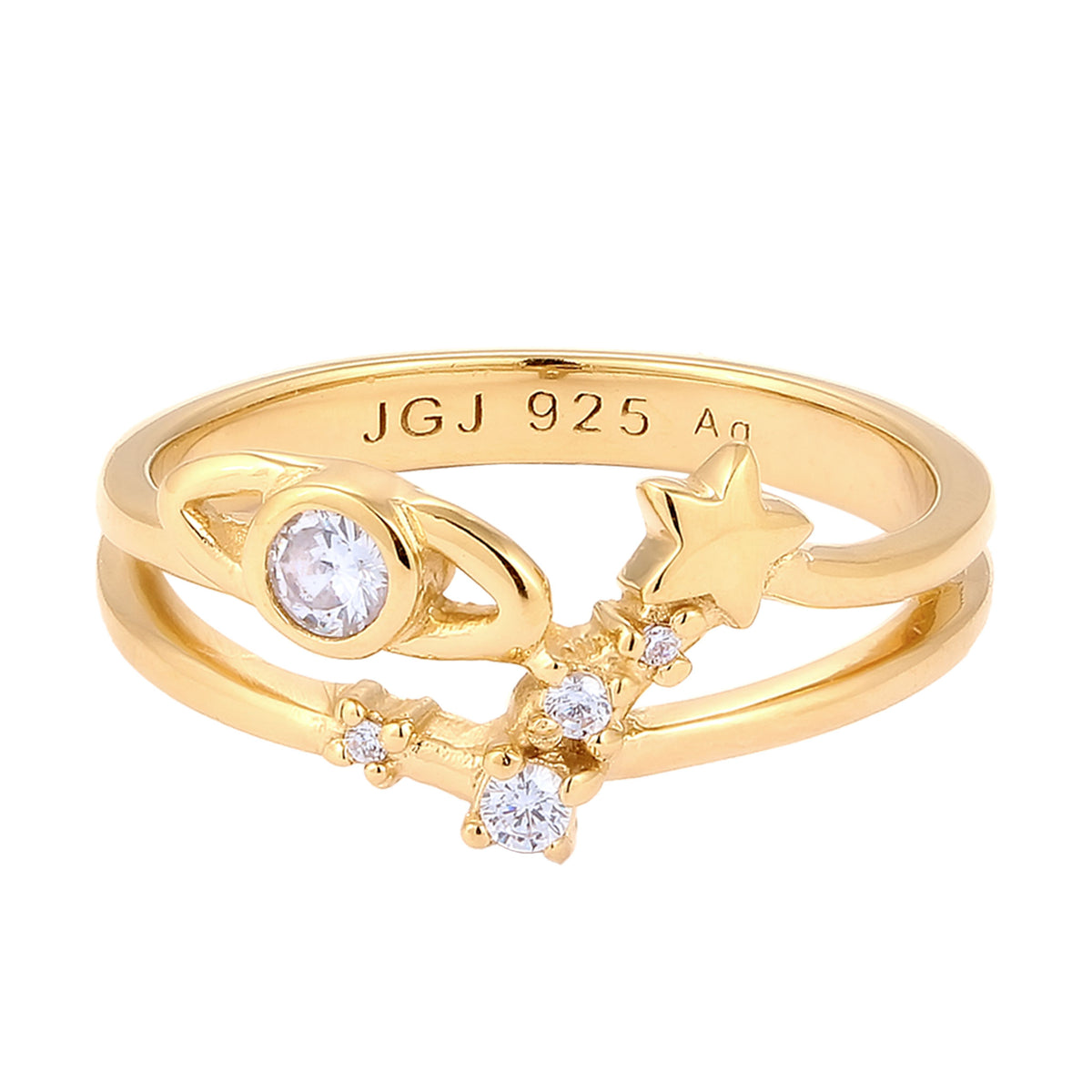 Gold - Elli | Ring Astro | Zirkonia (Weiß) | 925 Sterling Silber vergoldet