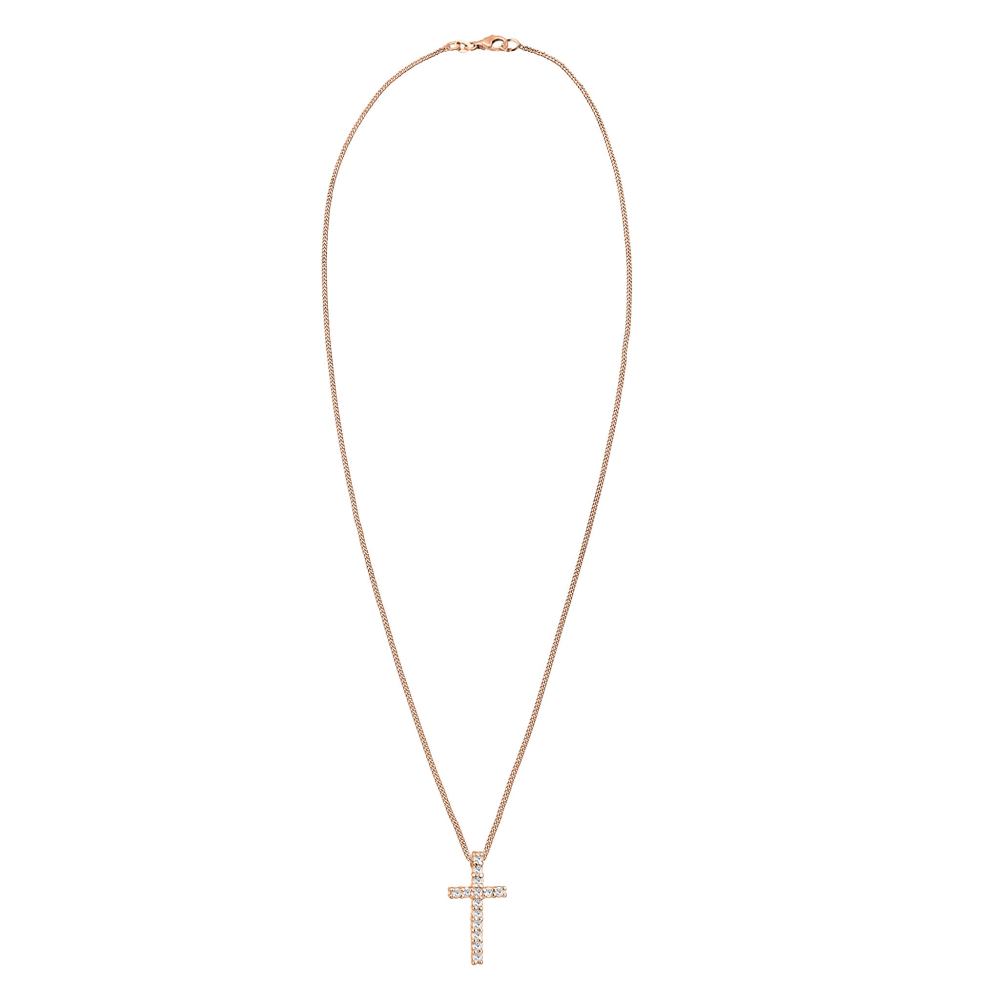 Roségold - Elli | Halskette Kreuz | Mit Kristallen von Swarovski® (Weiß) | 925 Sterling Silber Rosegold