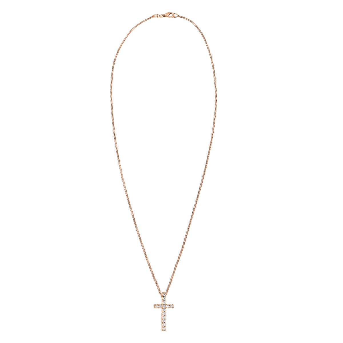 Roségold - Elli | Halskette Kreuz | Mit Kristallen von Swarovski® (Weiß) | 925 Sterling Silber Rosegold