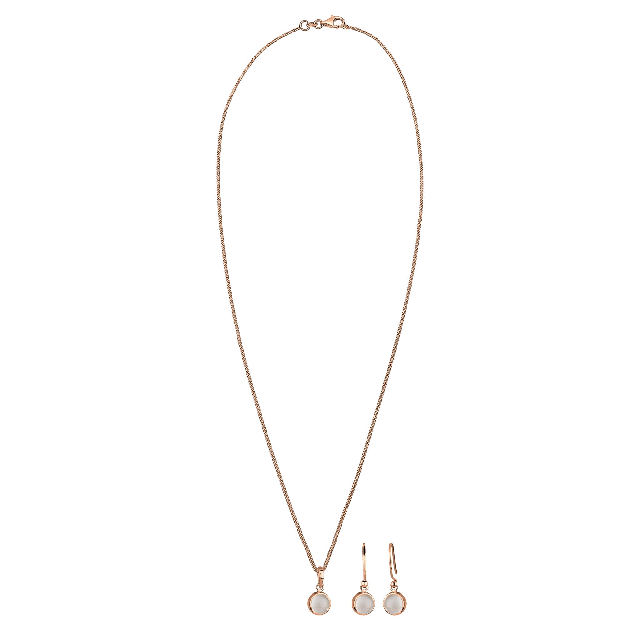 Roségold - Elli | Schmuckset  | Mondstein (Weiß) | 925 Sterling Silber Rosegold
