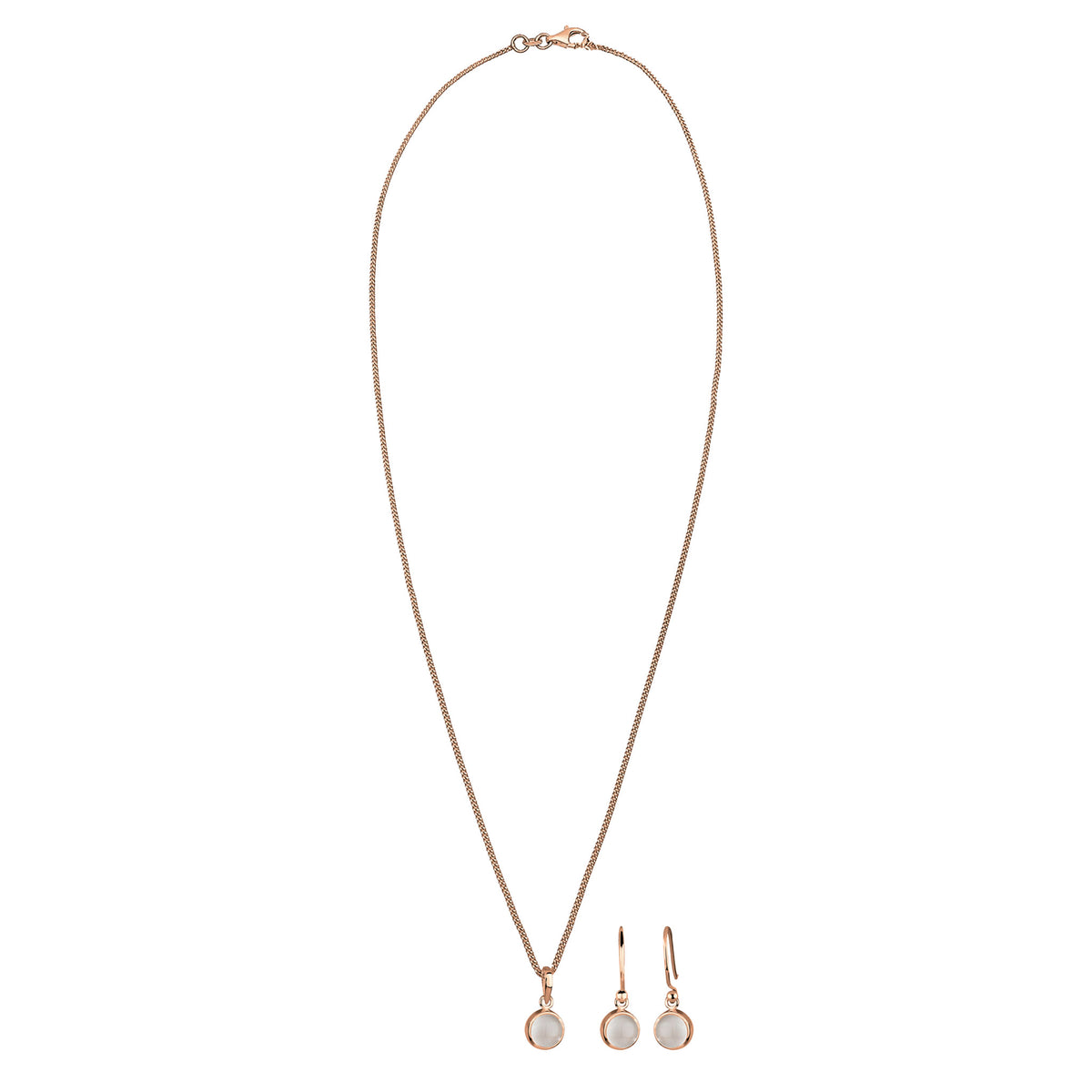 Roségold - Elli | Schmuckset  | Mondstein (Weiß) | 925 Sterling Silber Rosegold