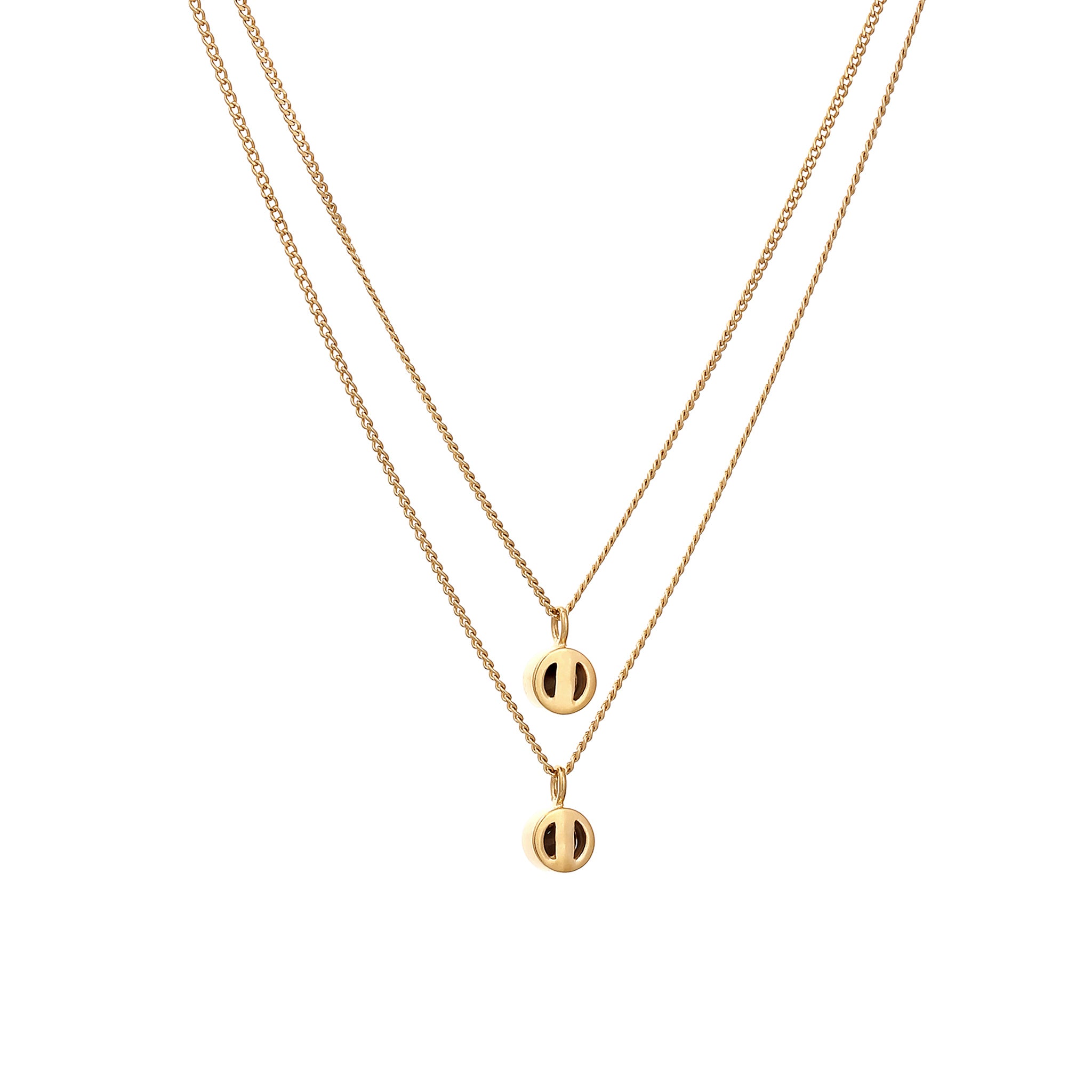 Gold - Elli | Layer Halskette | Glas Kristalle (Hellgrün & Grün) | 925 Sterling Silber vergoldet