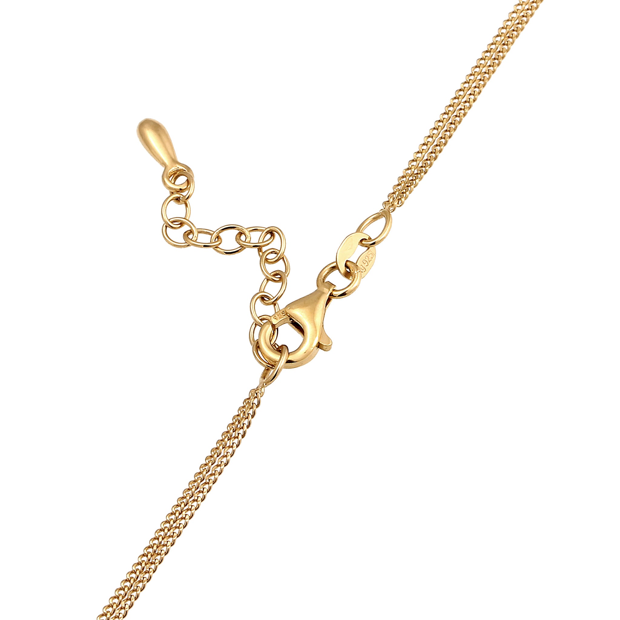 Gold - Elli | Layer Halskette | Glas Kristalle (Hellgrün & Grün) | 925 Sterling Silber vergoldet