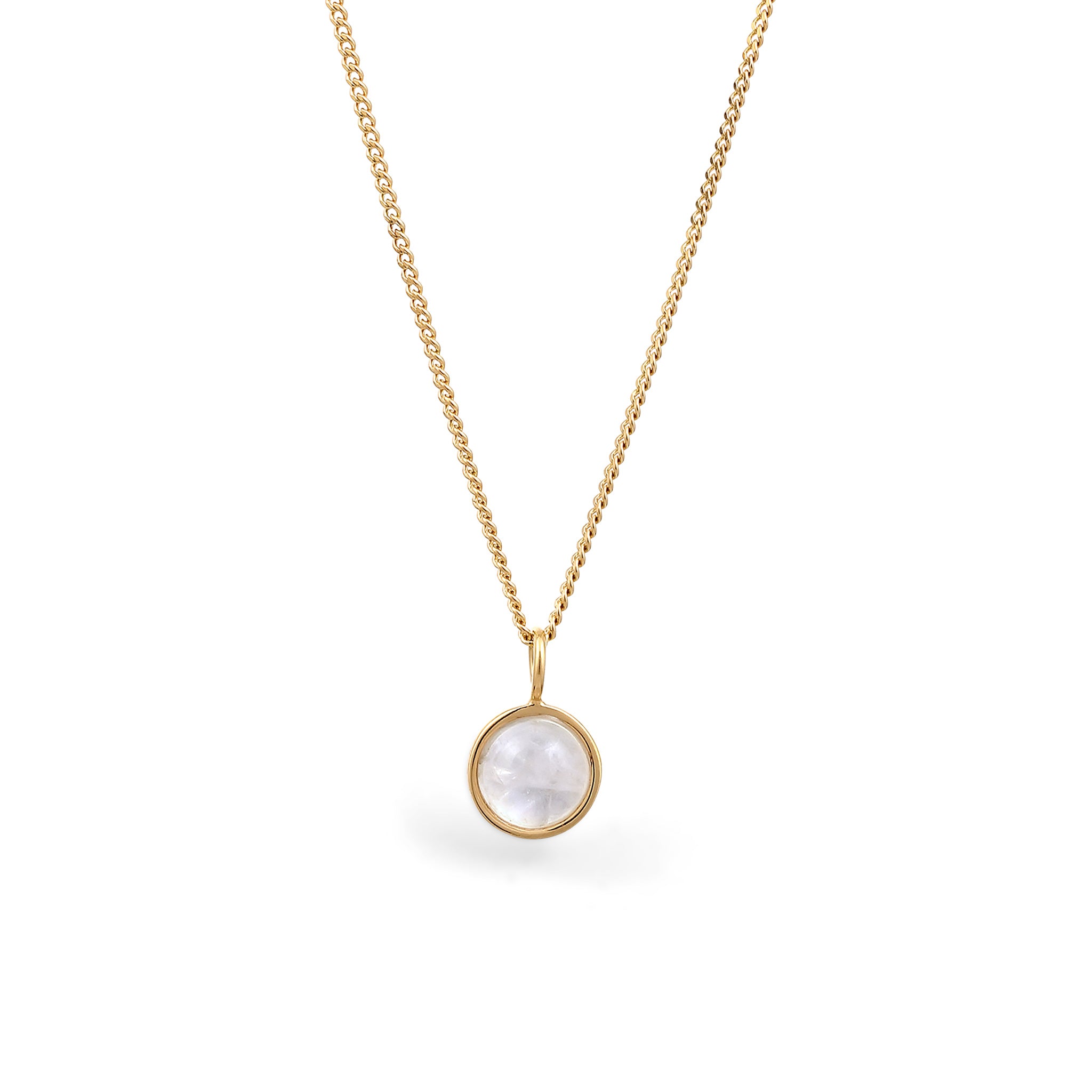 Gold - Elli | Halskette Rund | Mondstein (Weiß) | 925 Sterling Silber vergoldet