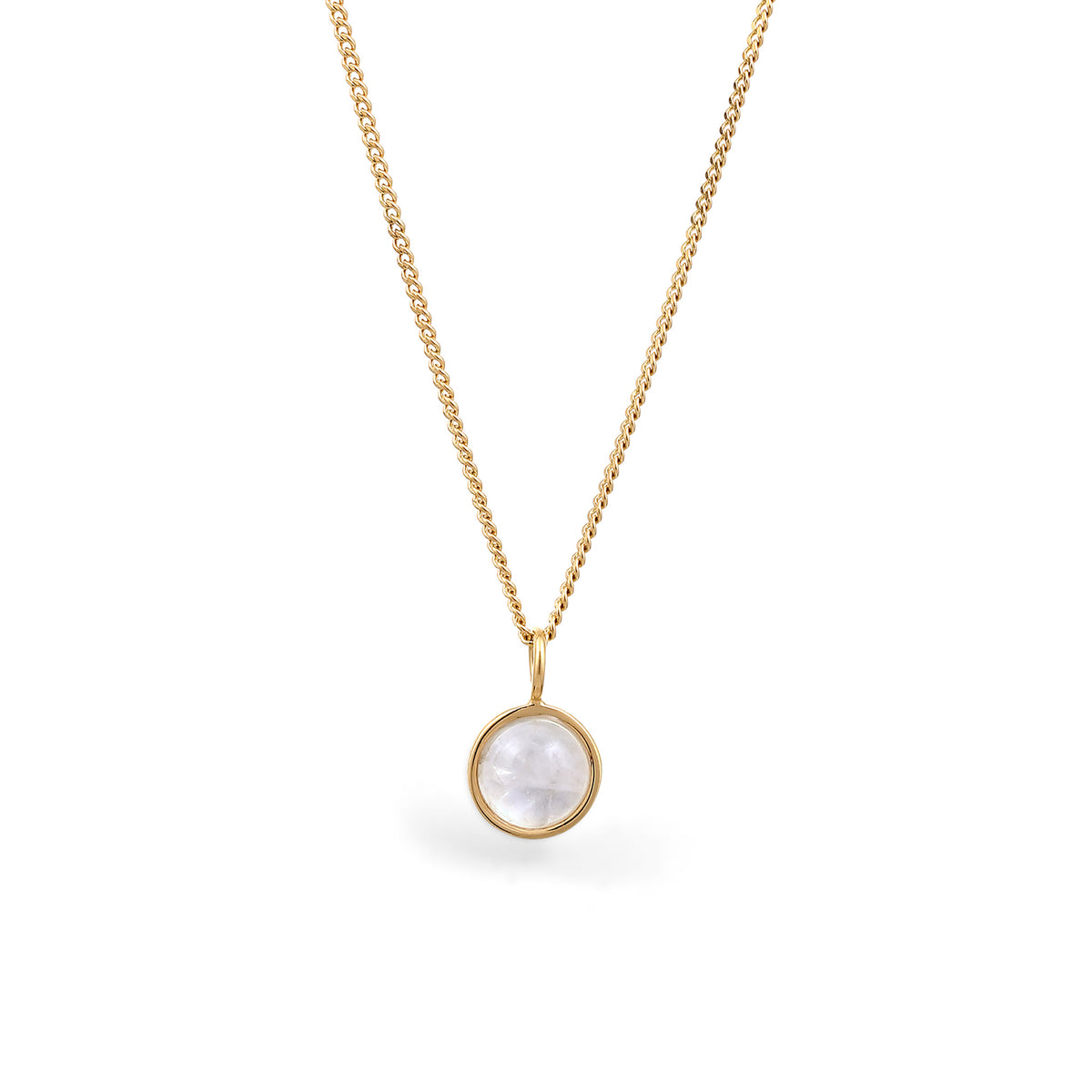 Gold - Elli | Halskette Rund | Mondstein (Weiß) | 925 Sterling Silber vergoldet