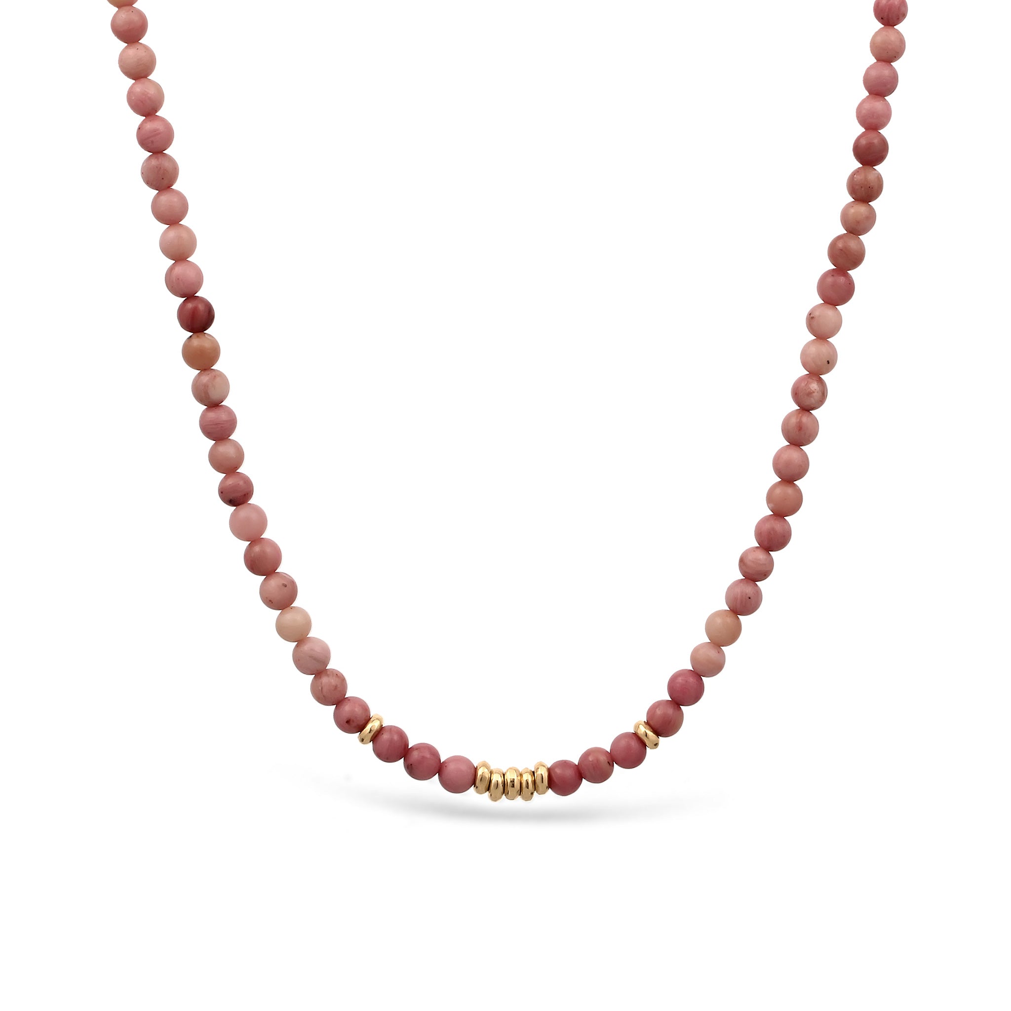 Pink - Elli PREMIUM | Halskette Beads | Rhodonit (Pink) | 925 Sterling Silber vergoldet