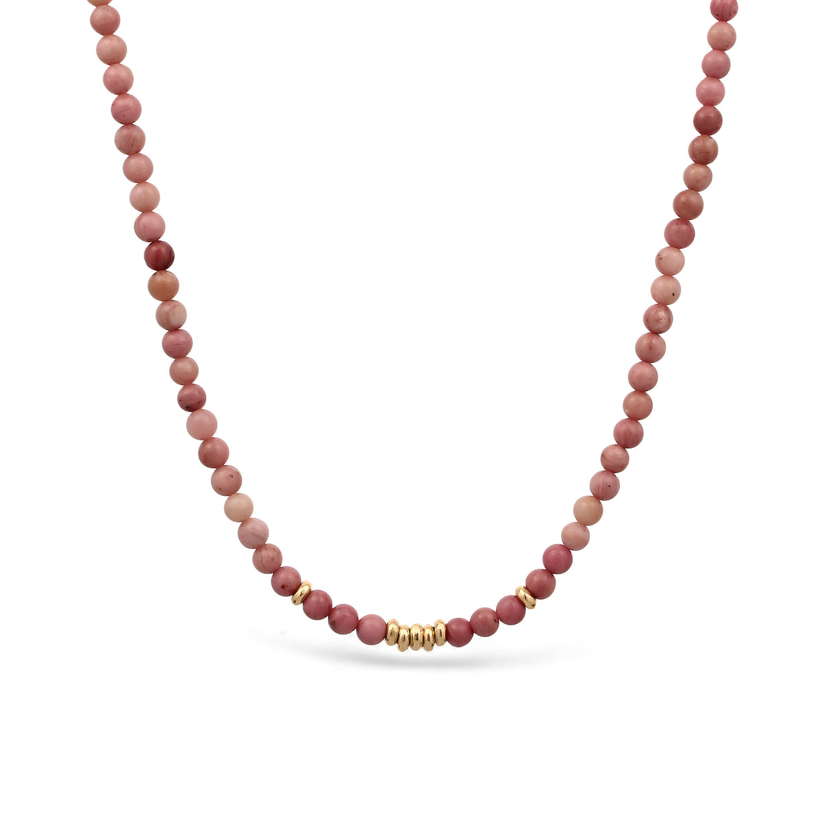 Pink - Elli PREMIUM | Halskette Beads | Rhodonit (Pink) | 925 Sterling Silber vergoldet