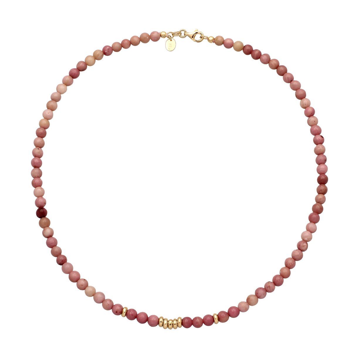 Pink - Elli PREMIUM | Halskette Beads | Rhodonit (Pink) | 925 Sterling Silber vergoldet