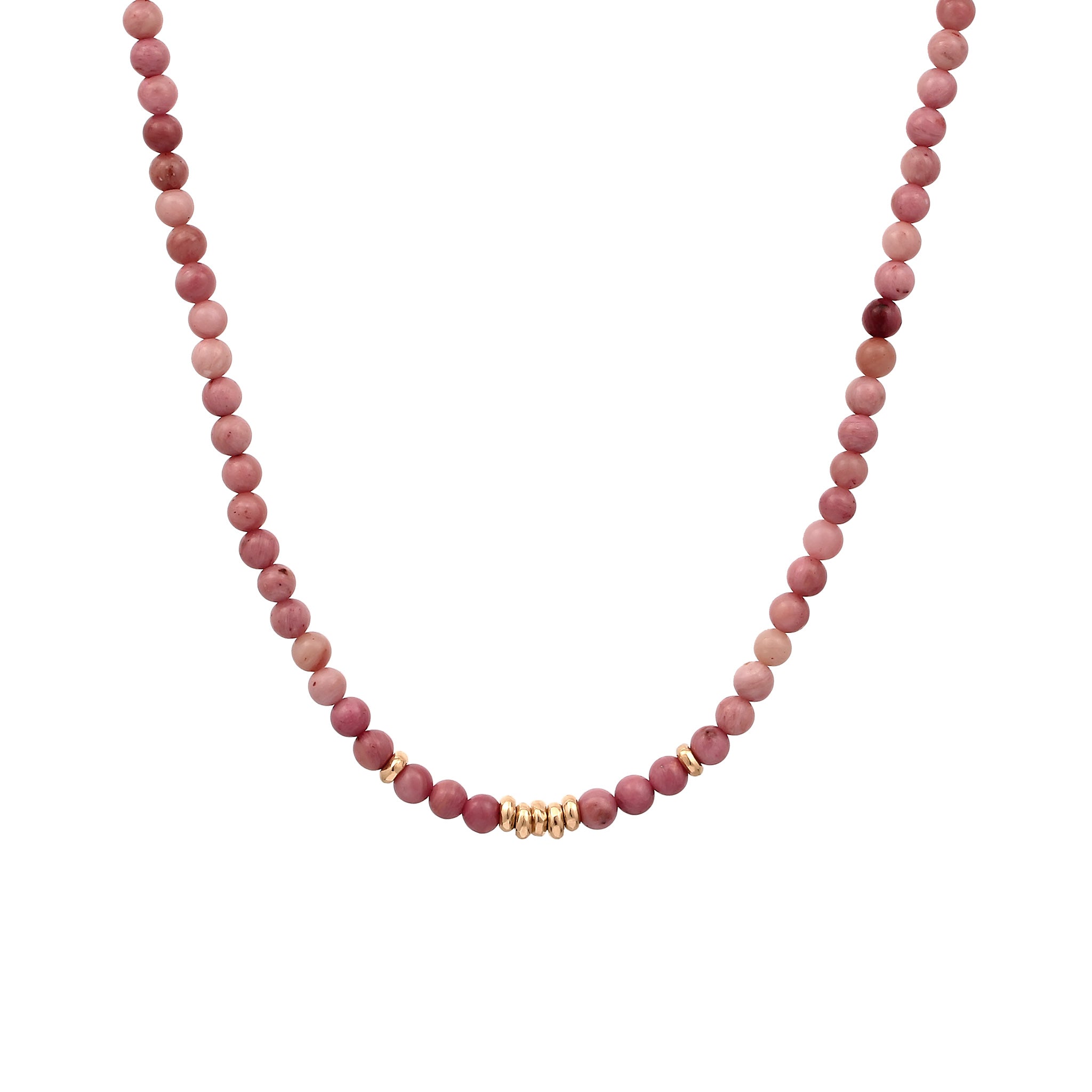 Pink - Elli PREMIUM | Halskette Beads | Rhodonit (Pink) | 925 Sterling Silber vergoldet