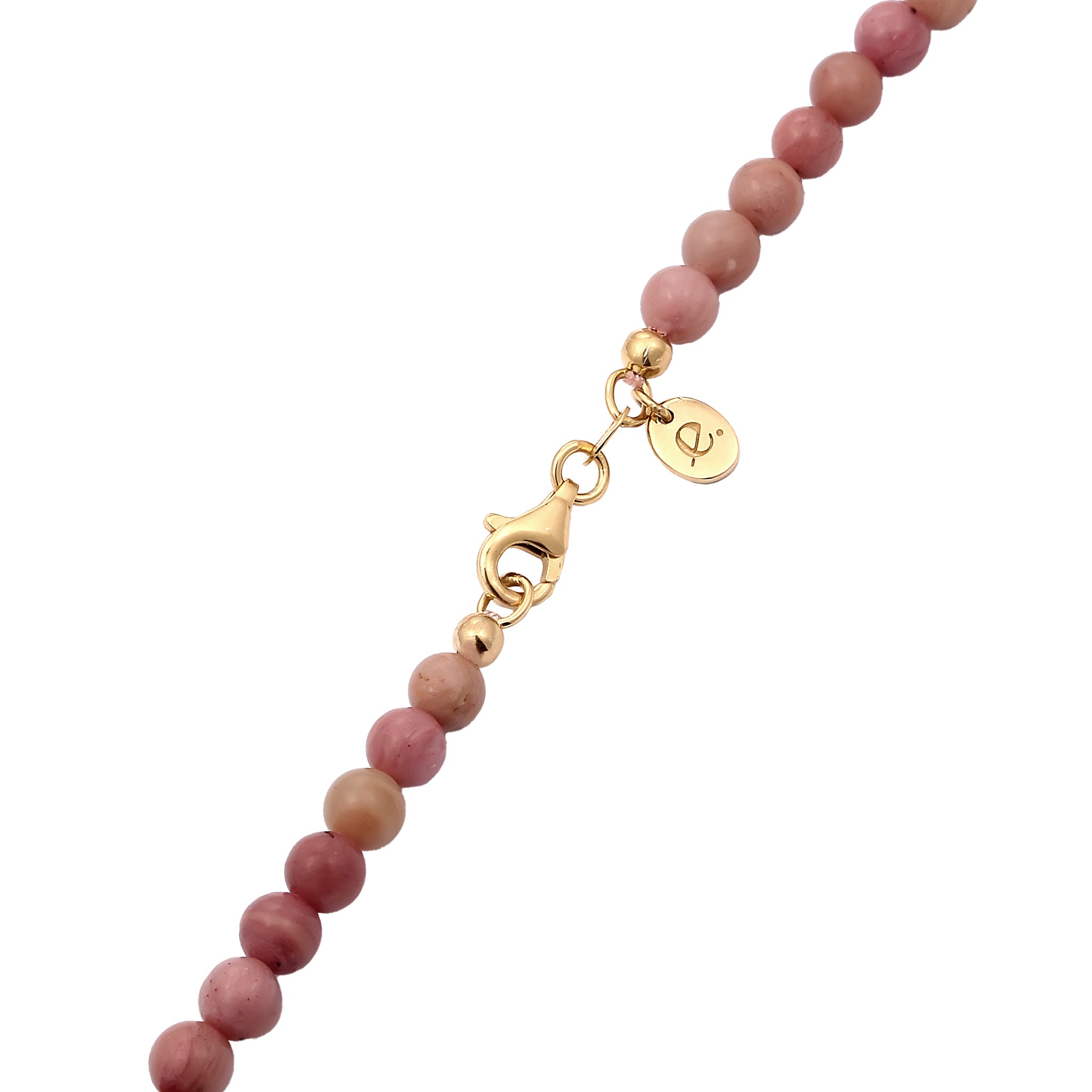 Pink - Elli PREMIUM | Halskette Beads | Rhodonit (Pink) | 925 Sterling Silber vergoldet