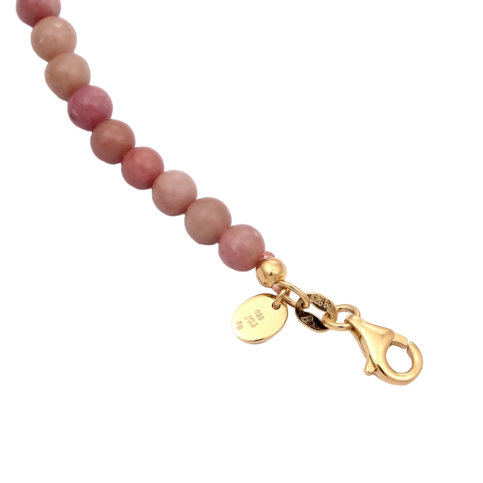 Pink - Elli PREMIUM | Halskette Beads | Rhodonit (Pink) | 925 Sterling Silber vergoldet