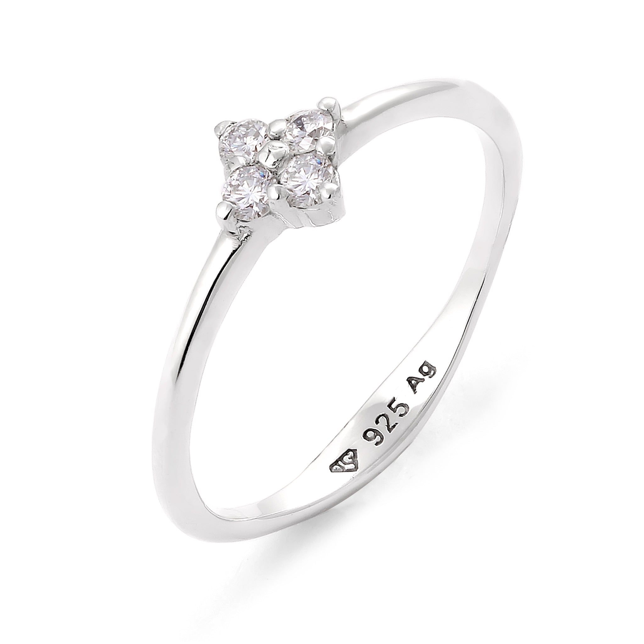 Silber - Elli DIAMONDS | Ring Blume | Lab Grown Diamant (Weiß, 0.14 ct) | 925 Sterling Silber
