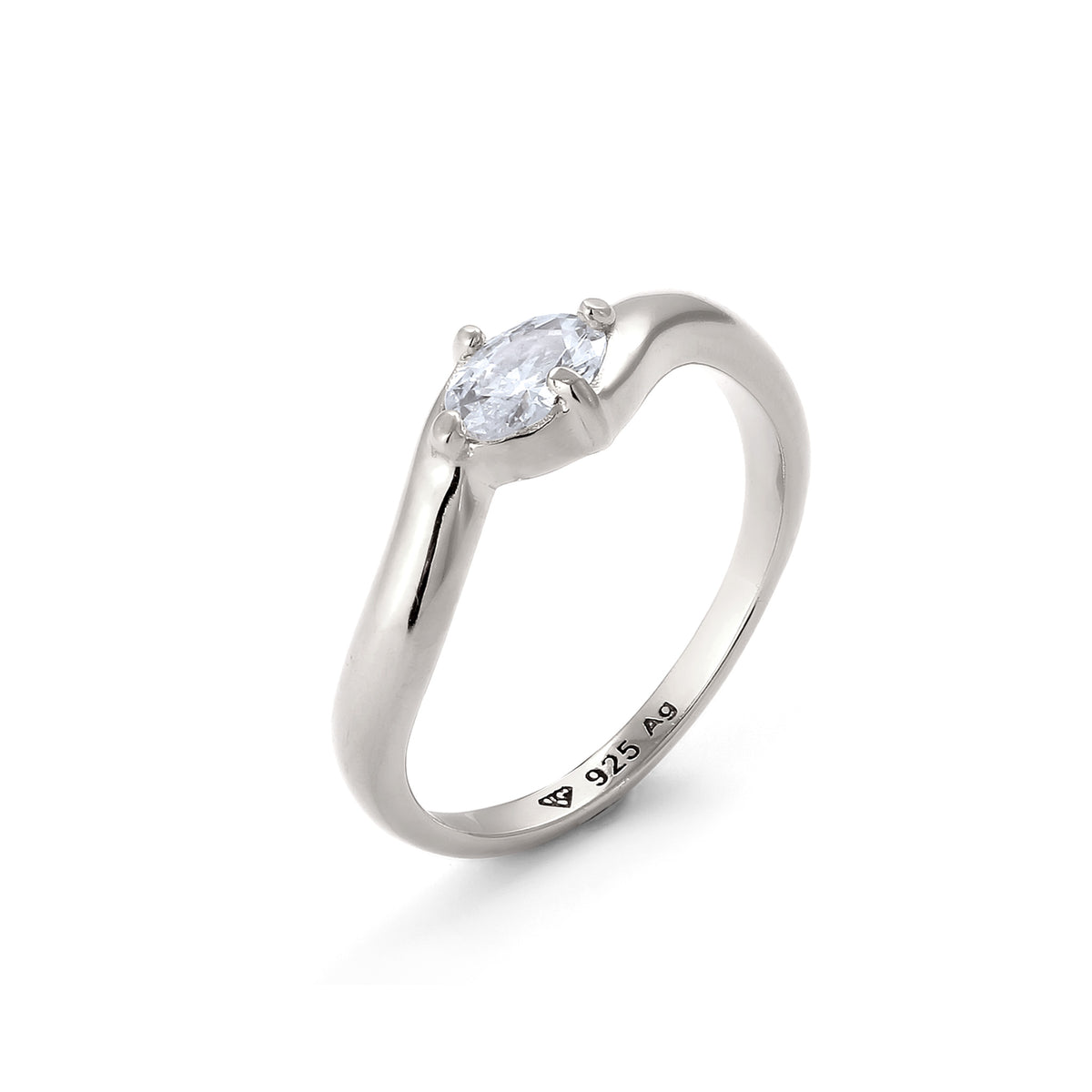 Silber - Elli | Ring Oval | Zirkonia (Weiß) | 925 Sterling Silber