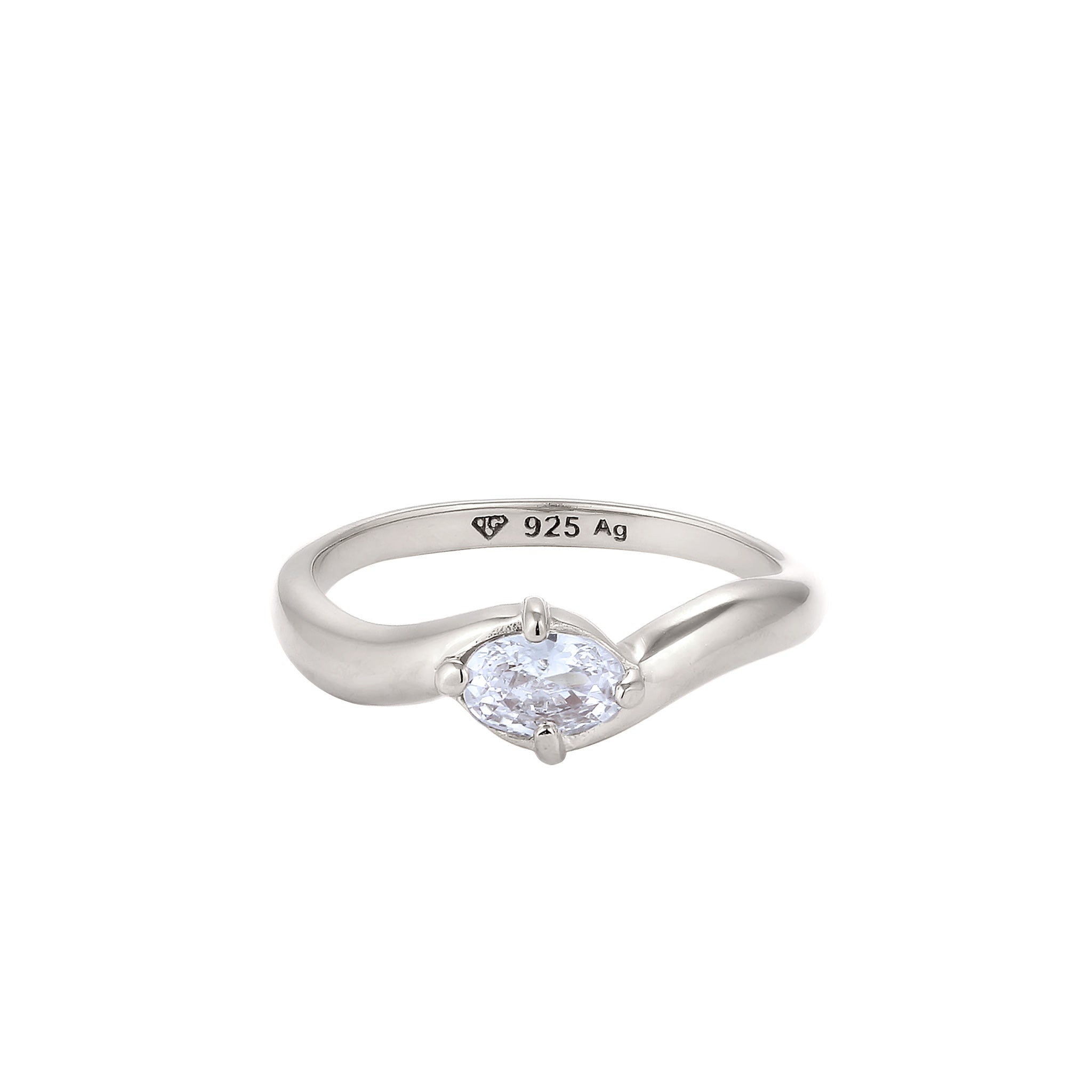 Silber - Elli | Ring Oval | Zirkonia (Weiß) | 925 Sterling Silber