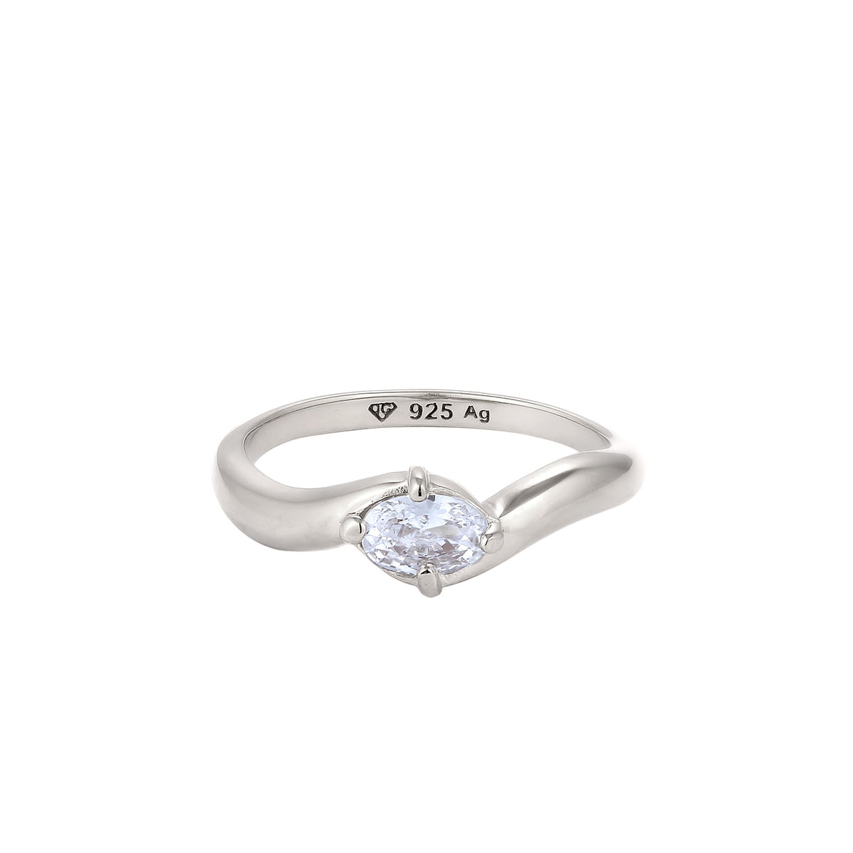 Silber - Elli | Ring Oval | Zirkonia (Weiß) | 925 Sterling Silber
