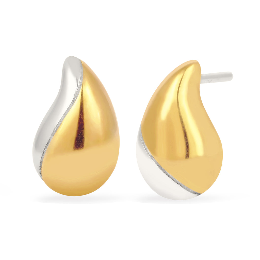 Zweifarbig - Elli | Ohrstecker Tropfen Bicolor | 925 Sterling Silber vergoldet