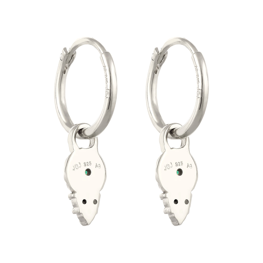 Silber - Elli PREMIUM | Creolen | Synthetischer Smaragd & Zirkonia (Grün & Weiß) | 925 Sterling Silber