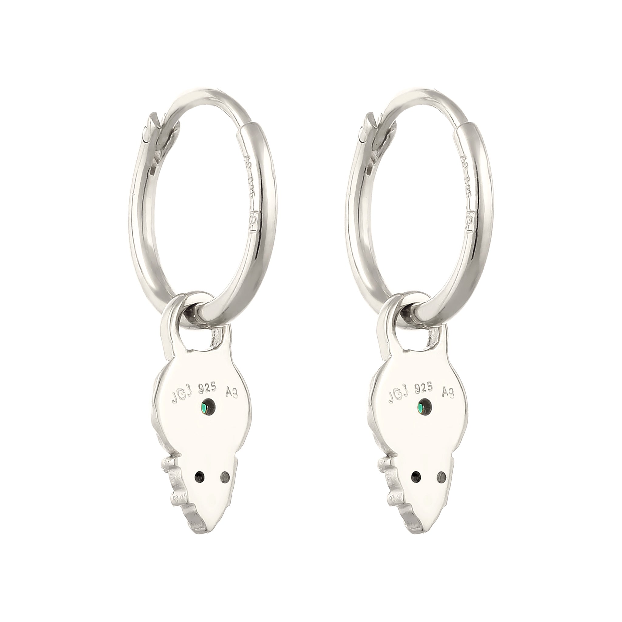 Silber - Elli PREMIUM | Creolen | Synthetischer Smaragd & Zirkonia (Grün & Weiß) | 925 Sterling Silber